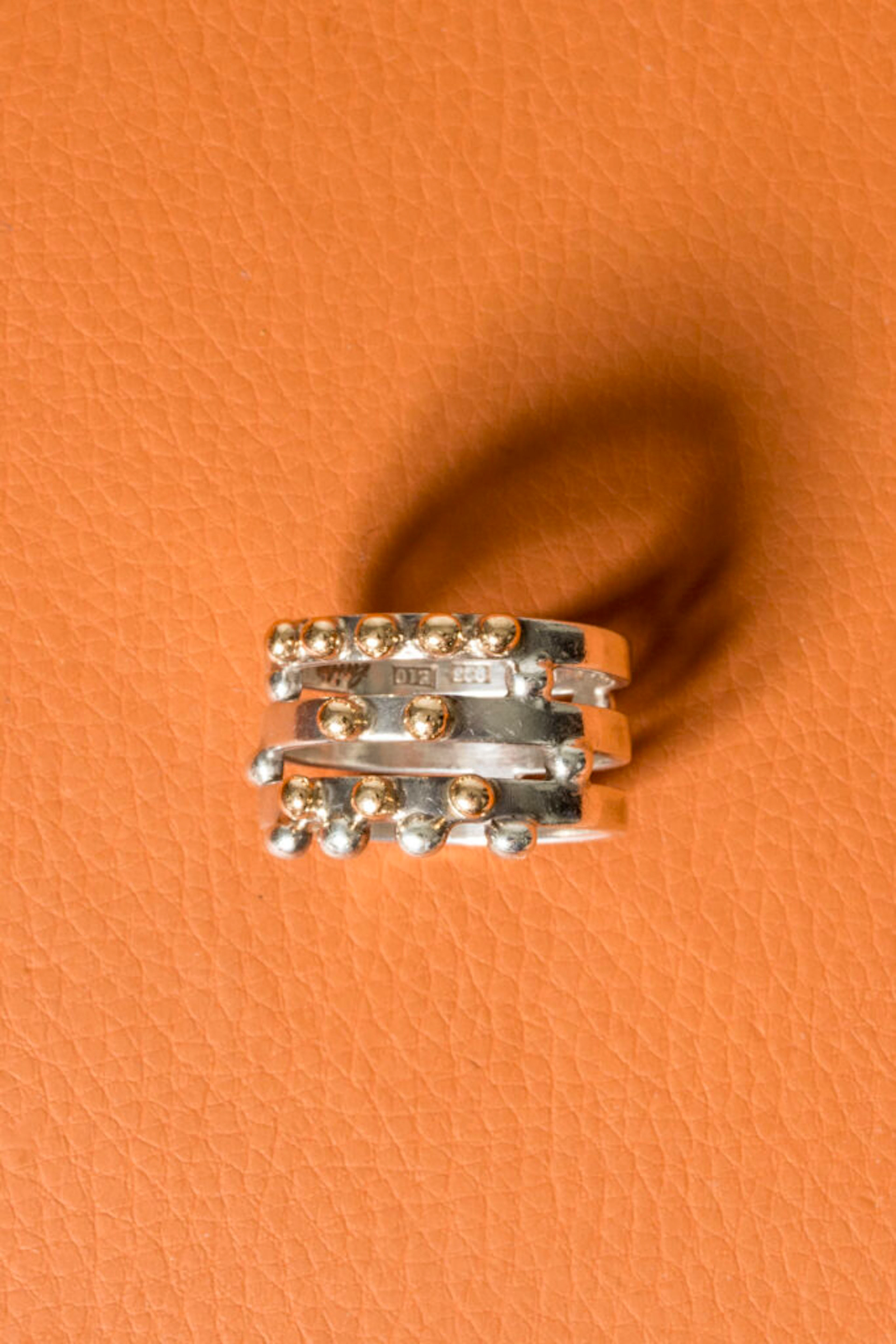 Silver and gold ring by Cecilia Johansson