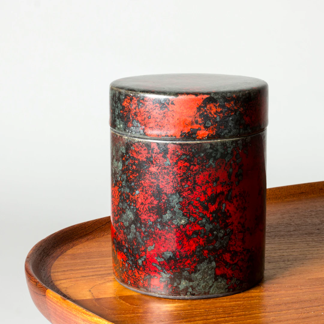 Lidded Faience Box by Hans Hedberg