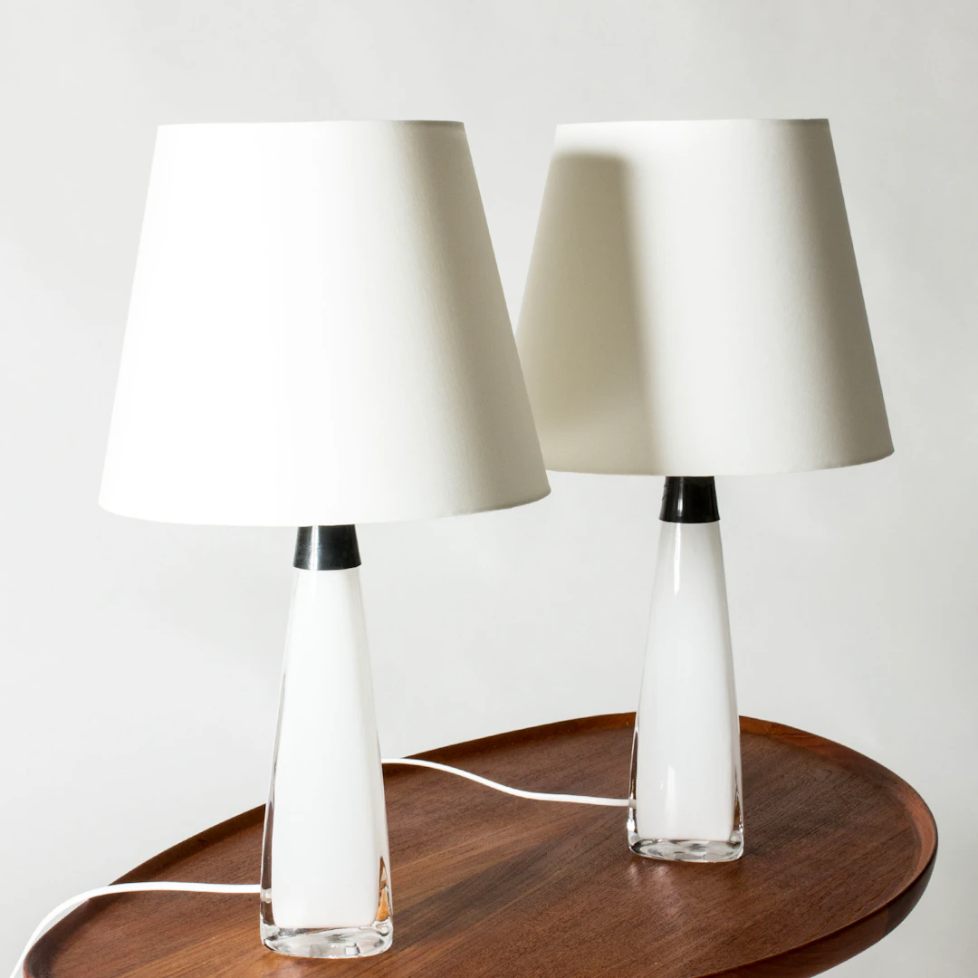 Pair of glass table lamps by Carl Fagerlund