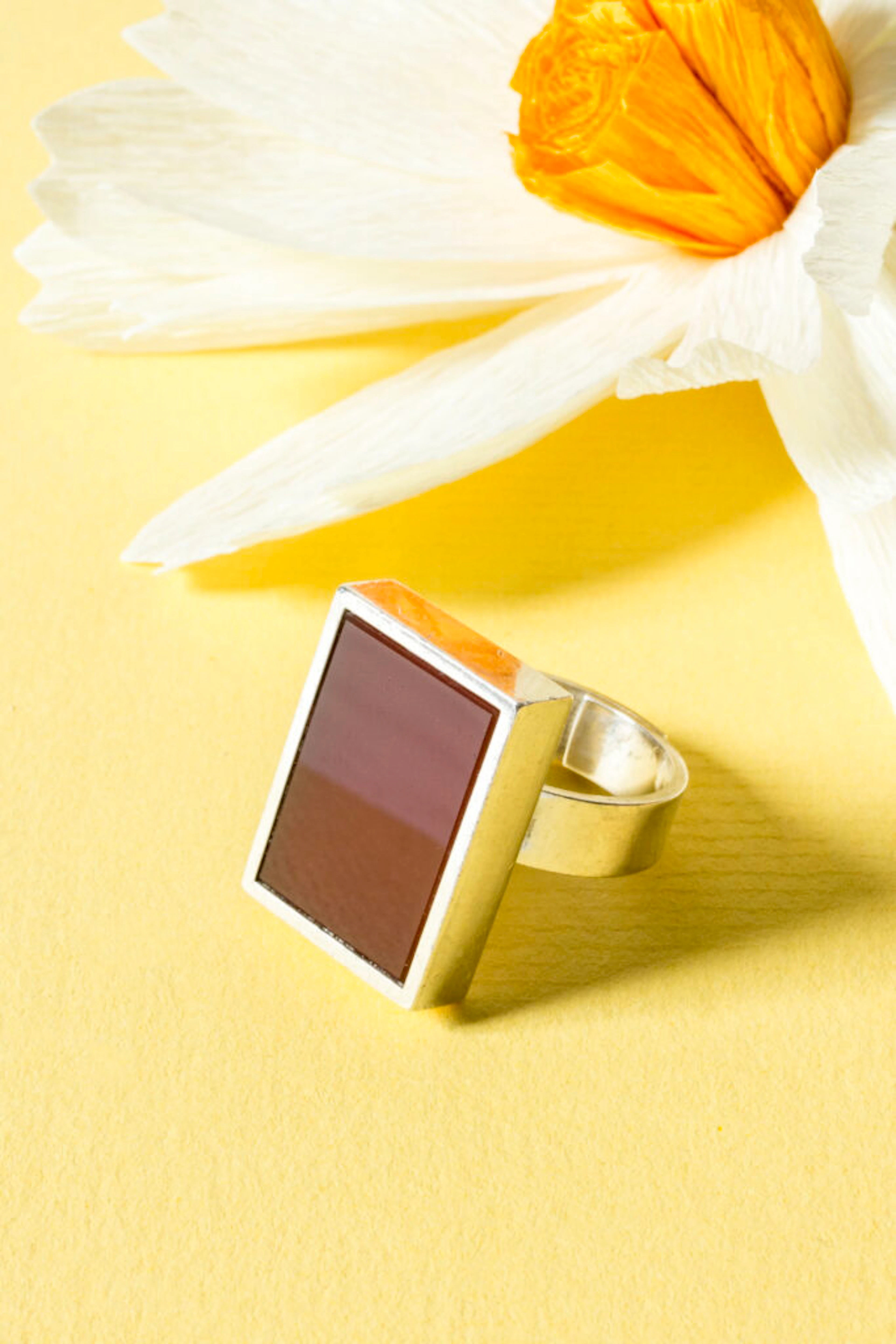 Silver and carnelian ring by Elis Kauppi