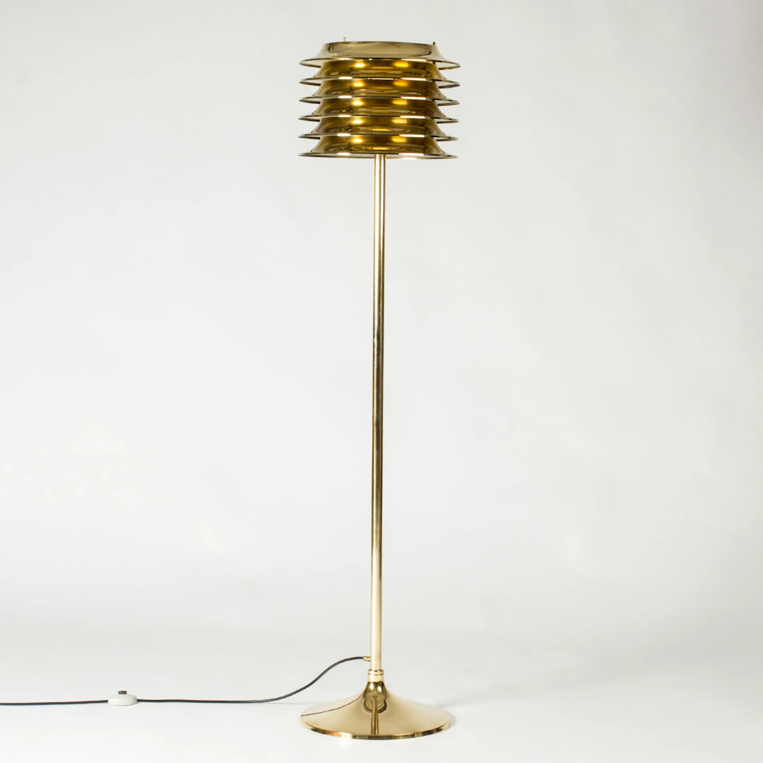 Midcentury brass floor lamp by Kai Ruokonen