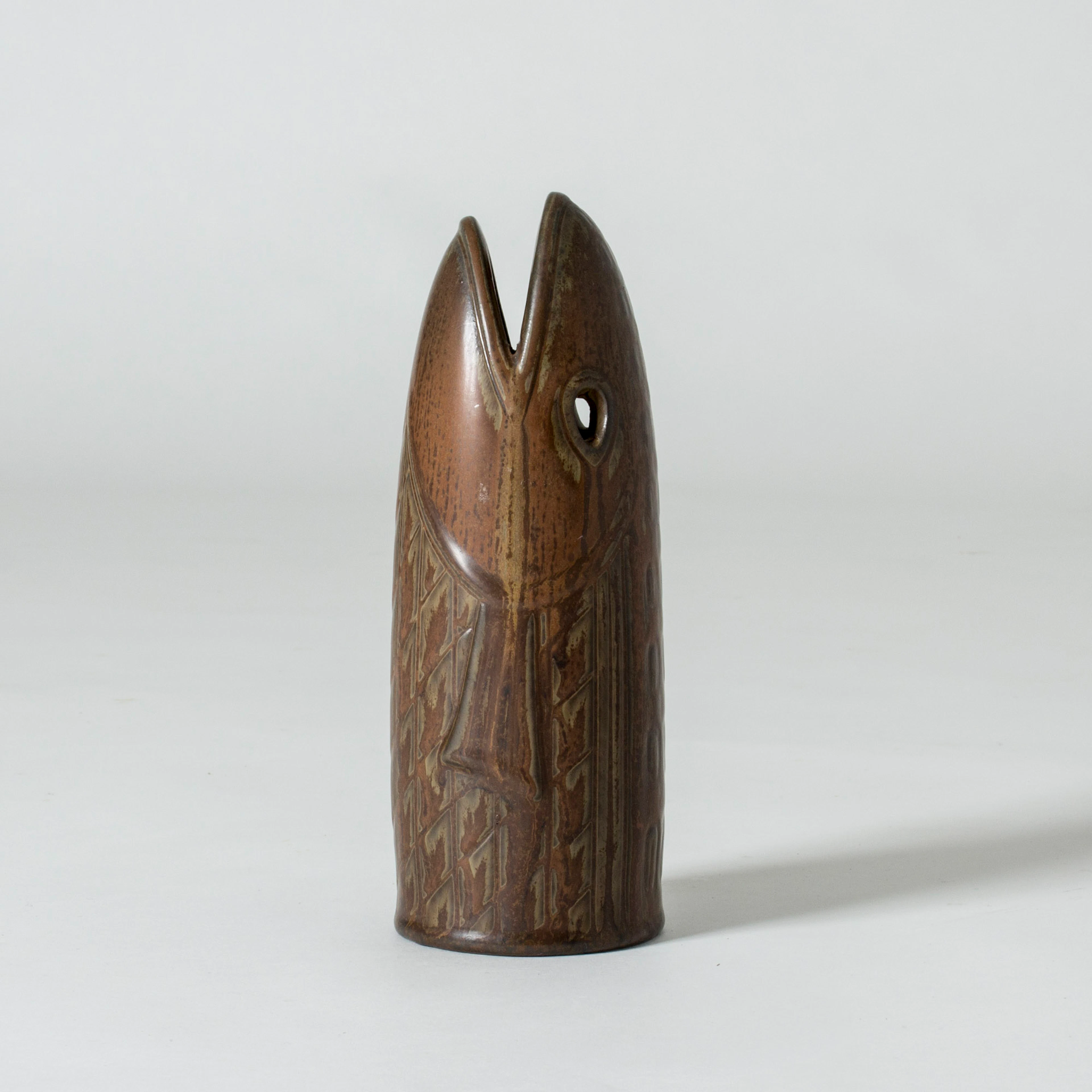 Stoneware fish vase by Gunnar Nylund