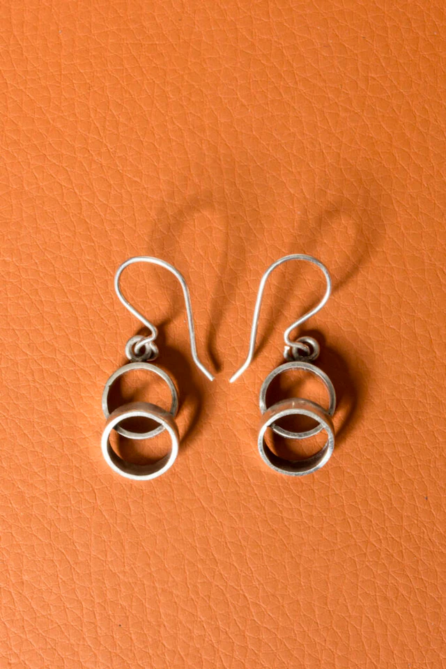 Modernist silver earrings by Cecilia Johansson