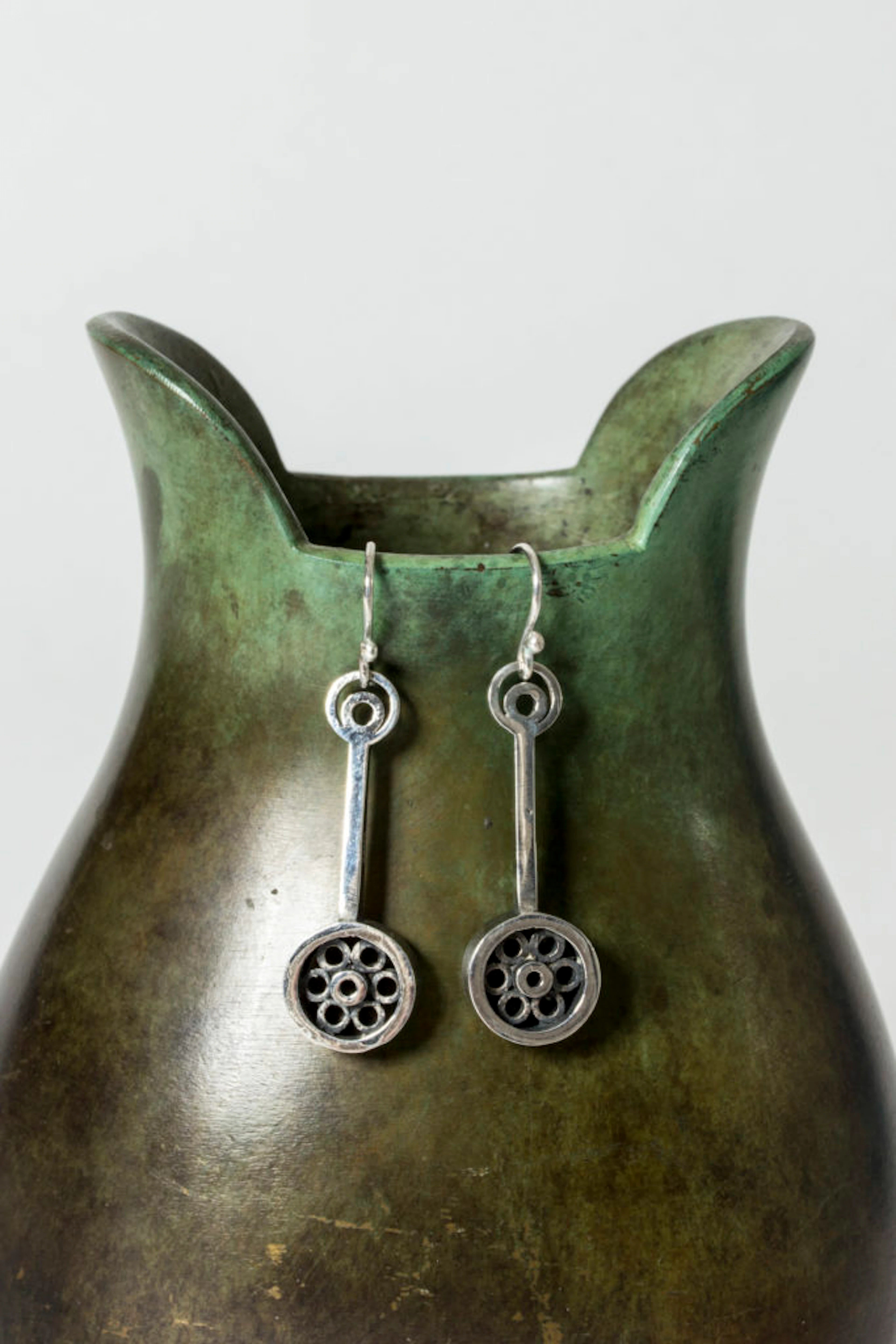 Pair of silver earrings by Gudmund Elvestad