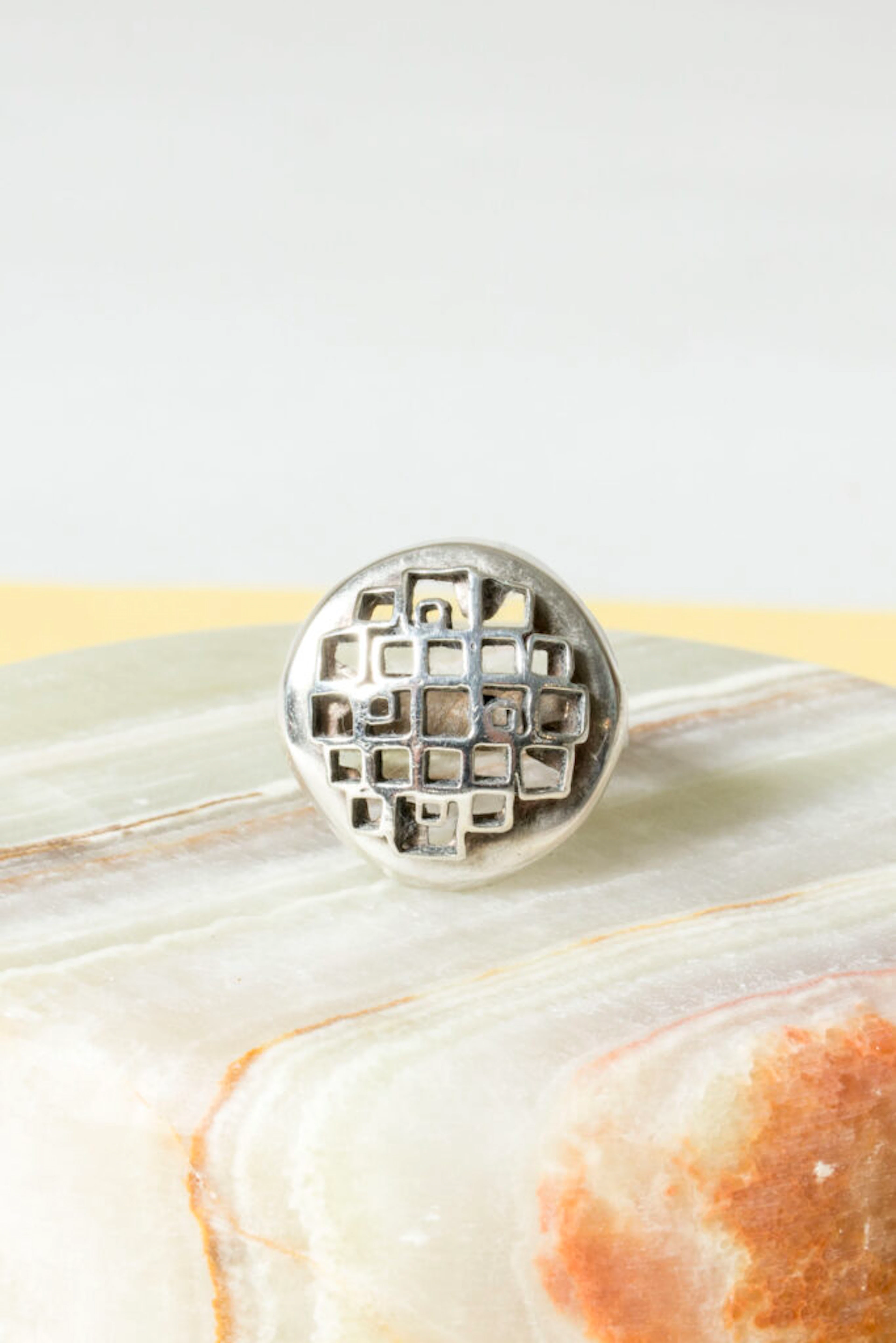 Modernist silver ring by Liisa Vitali