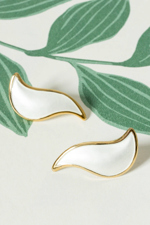 Pair of Modernist gilded enamel earrings by Synnøve Korssjøen