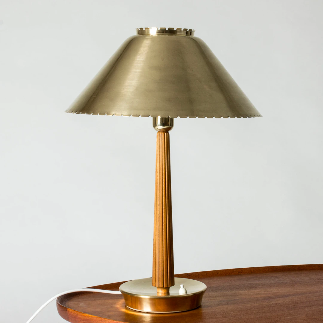 Vintage brass table lamp by Hans Bergström