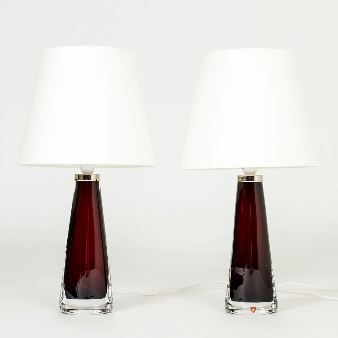 Midcentury Crystal Glass Table Lamps by Carl Fagerlund