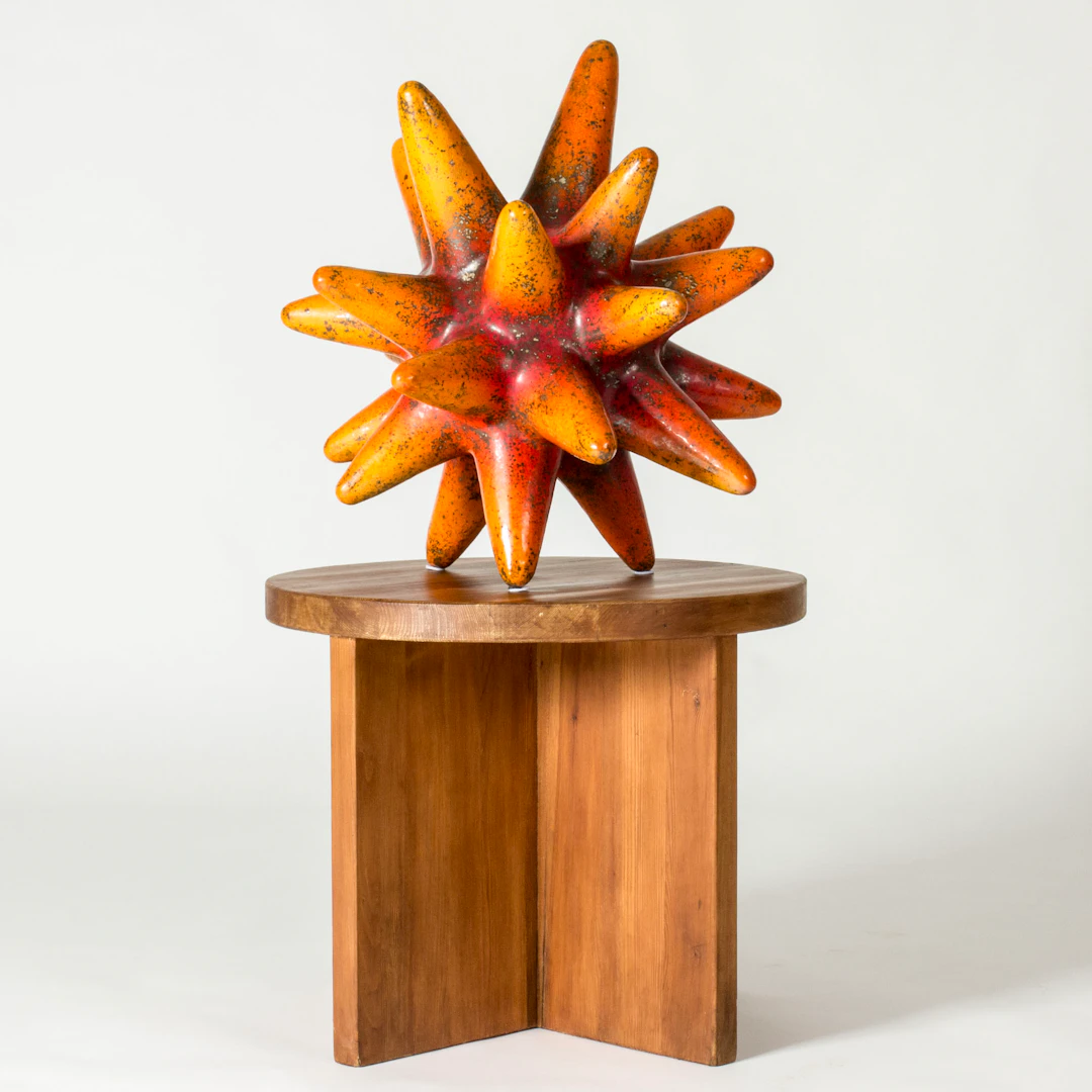 Faience Sea Urchin Sculpture by Hans Hedberg