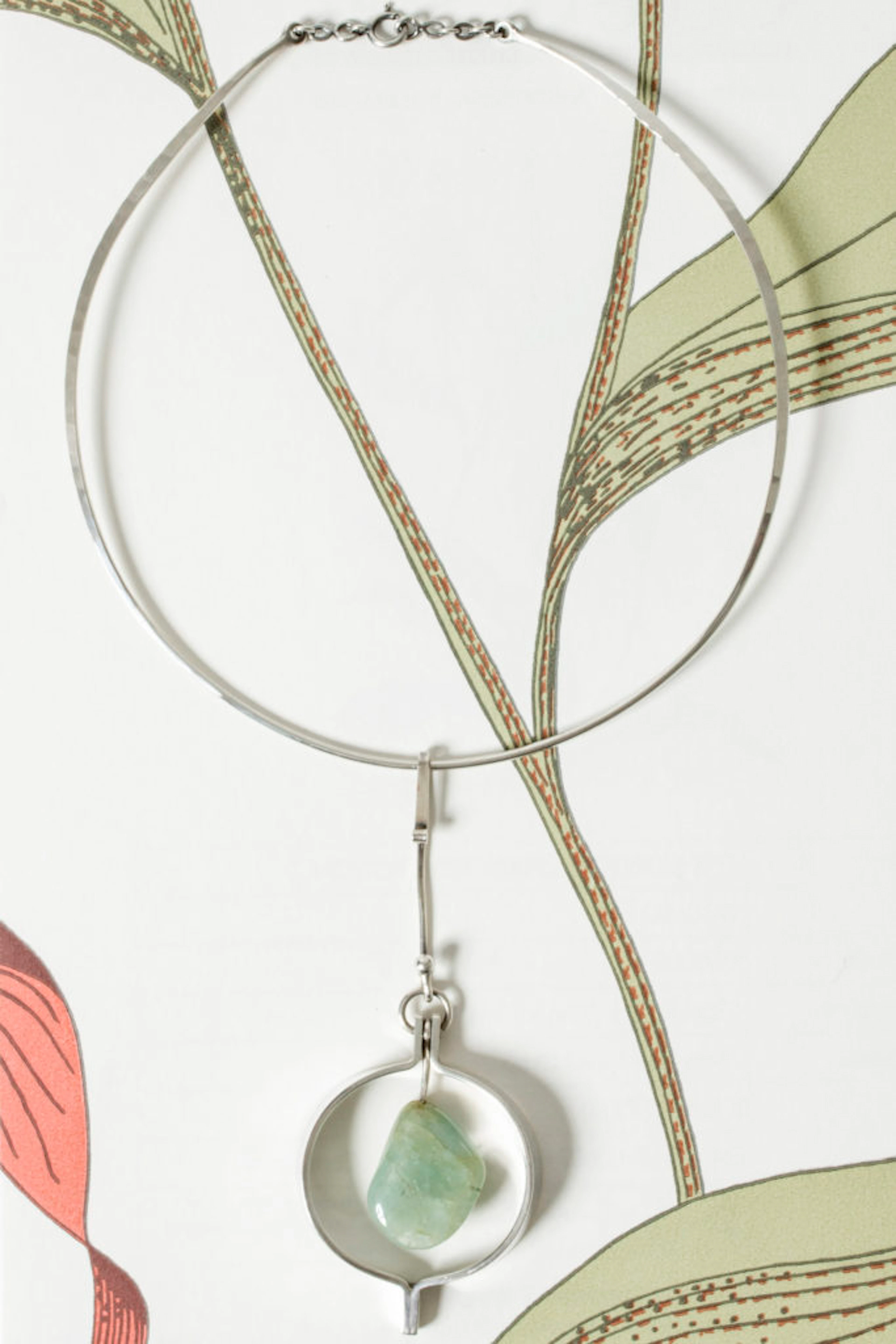 Silver and beryll neckring by Anna Greta Eker
