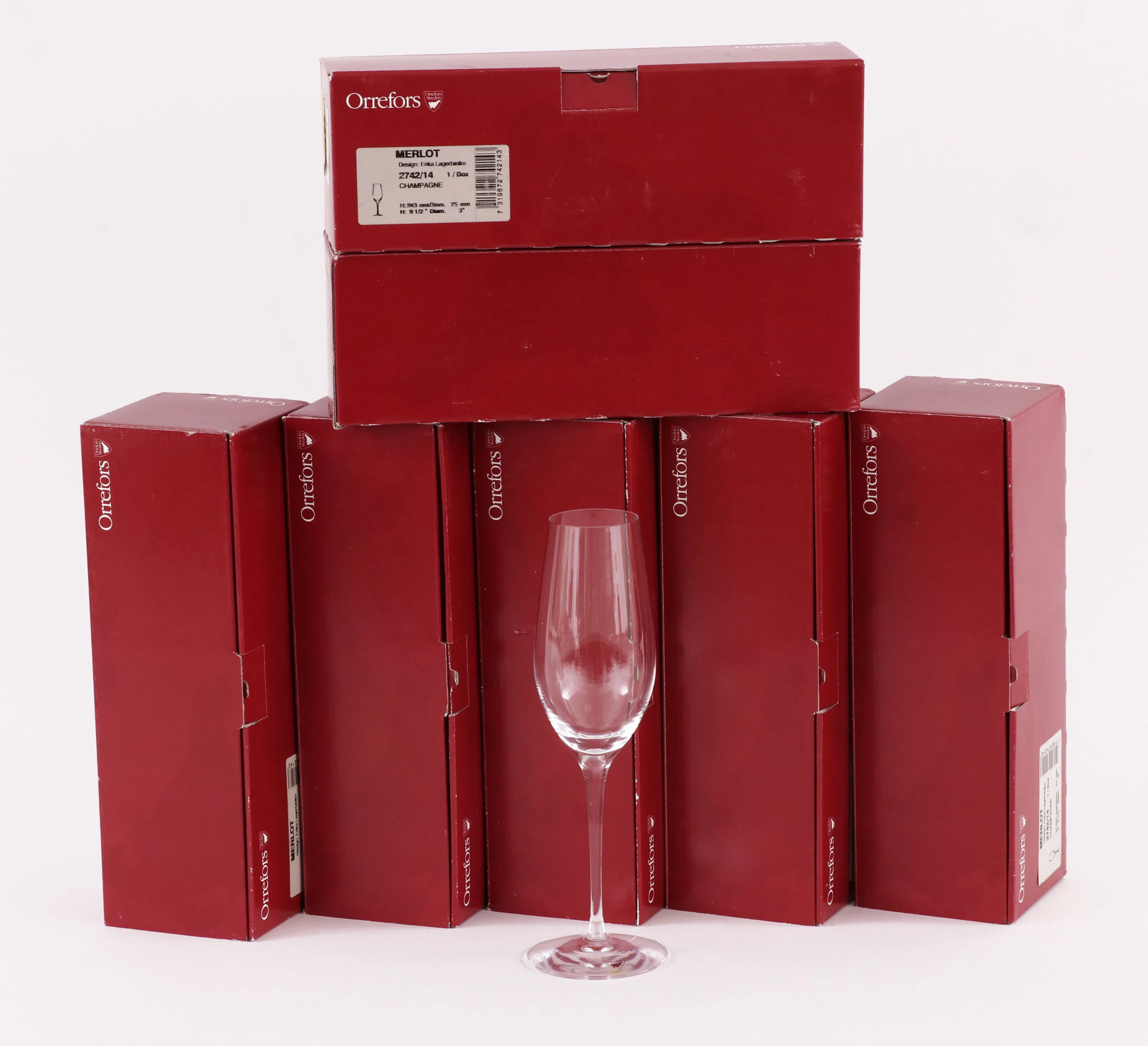 Champagneglas 7st, "Merlot", Erika Lagerbielke för Orrefors