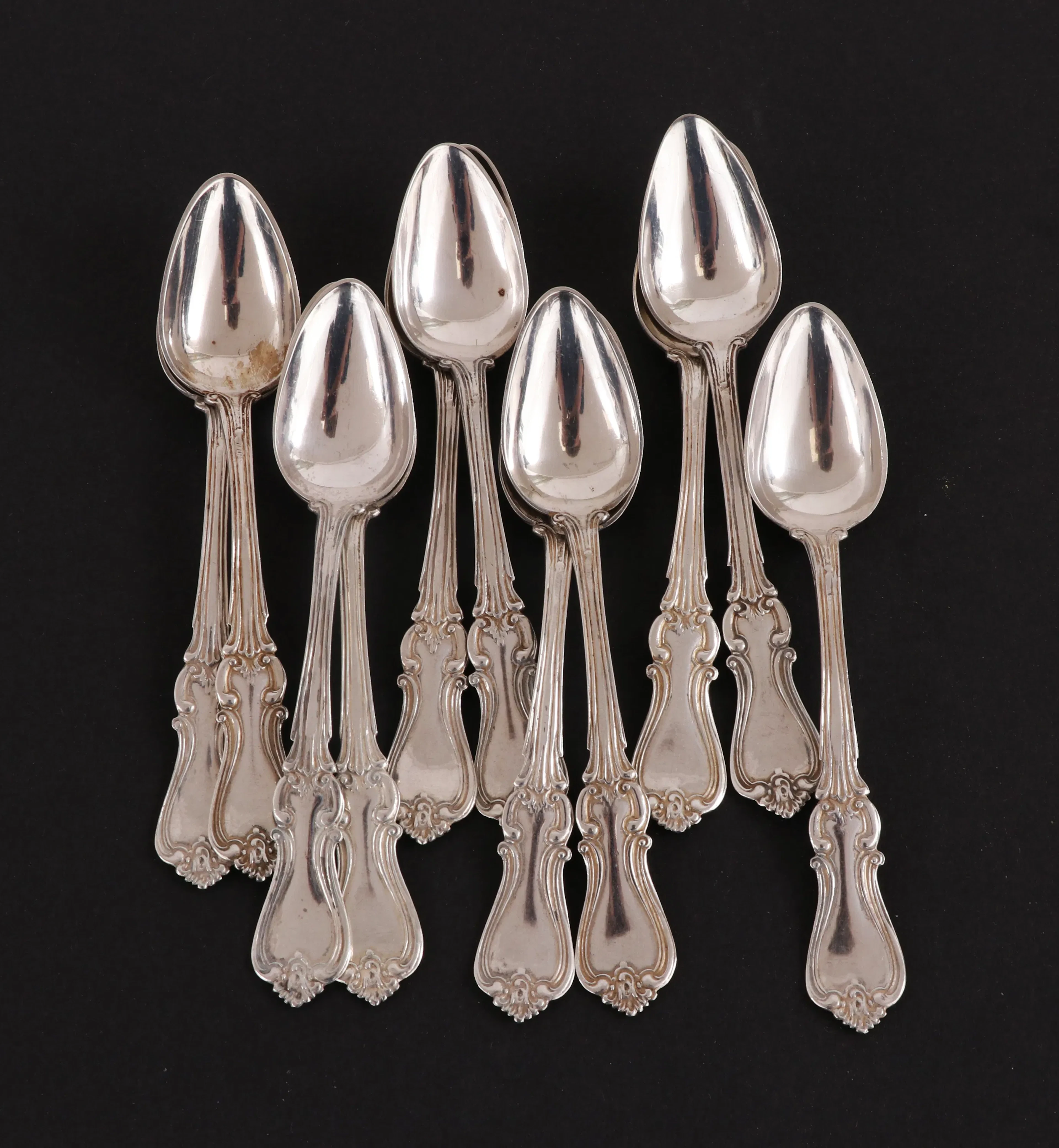 Teskedar 11st, silver, "Olga", 1800-tal
