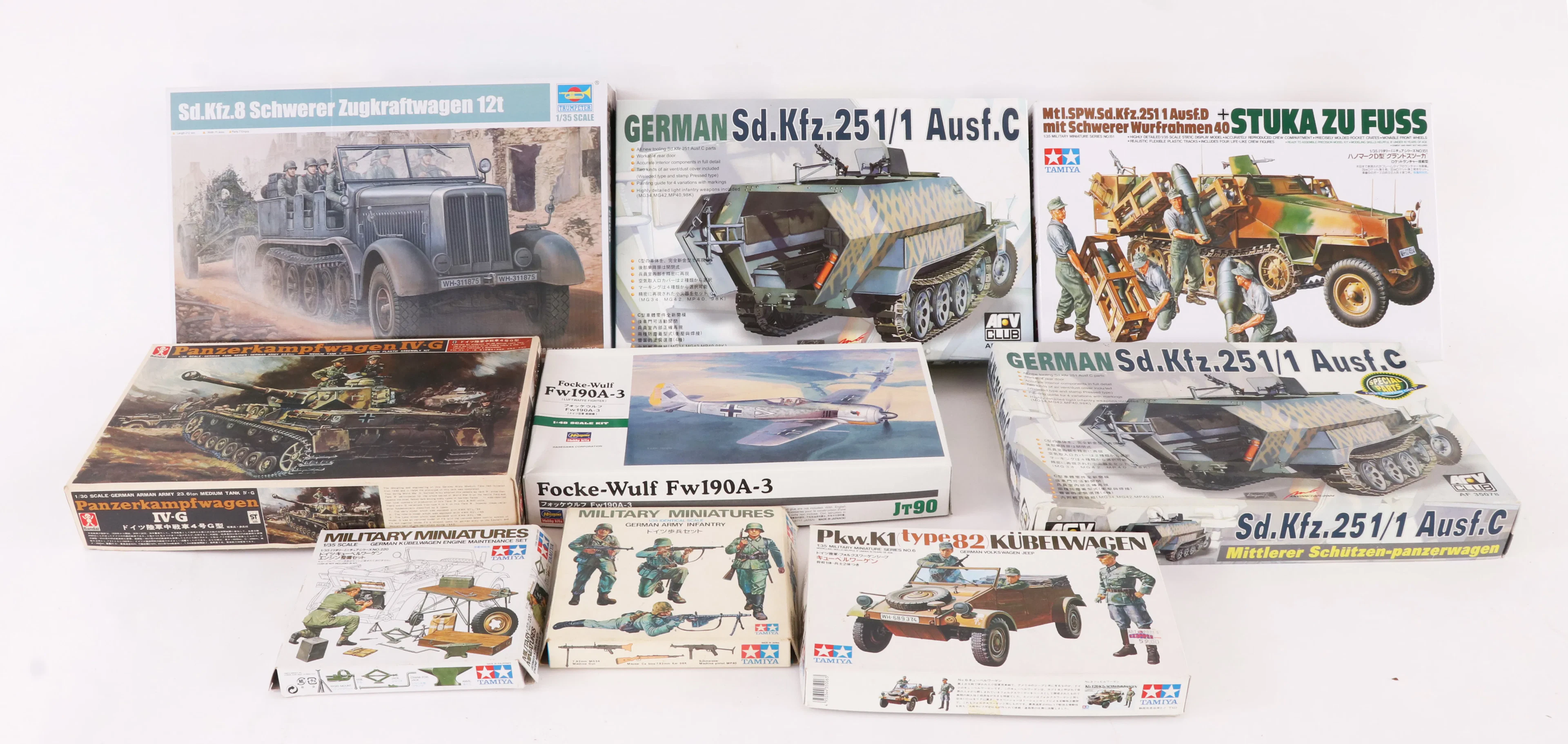 Byggsatser 9st, bl.a. Tamiya, Bandai