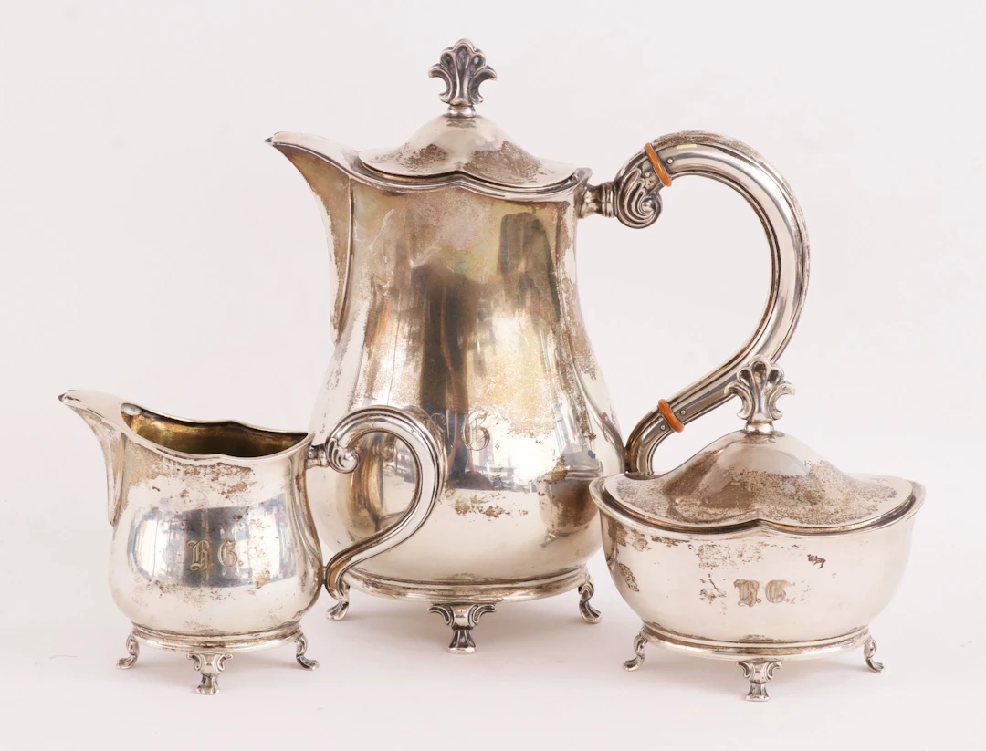 Kaffeservis 3 delar, silver, C.G.Hallberg, Stockholm, 1937