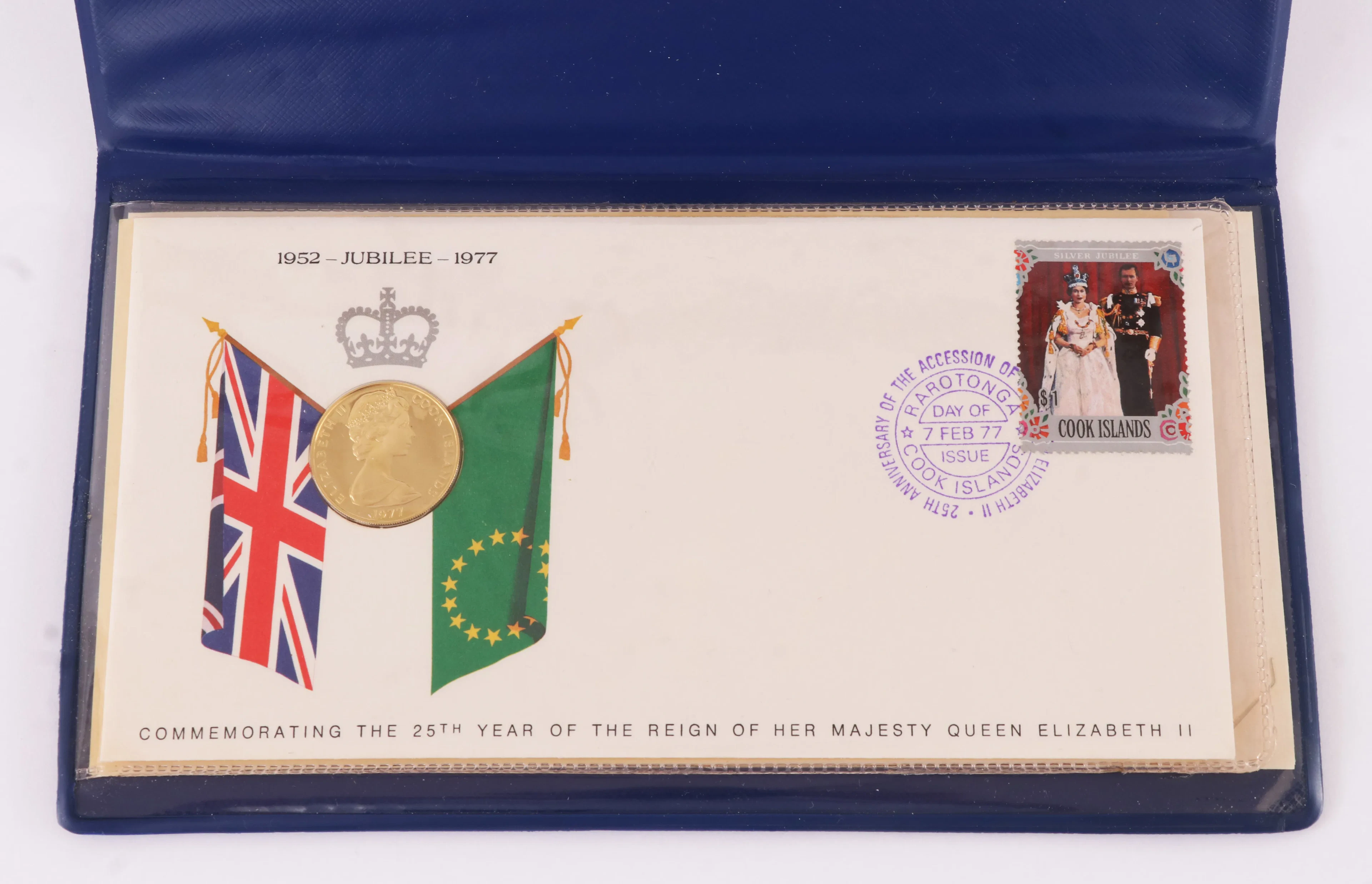 Förstadagsbrev med guldmynt, 100 Dollar, Elizabeth II, 1977
