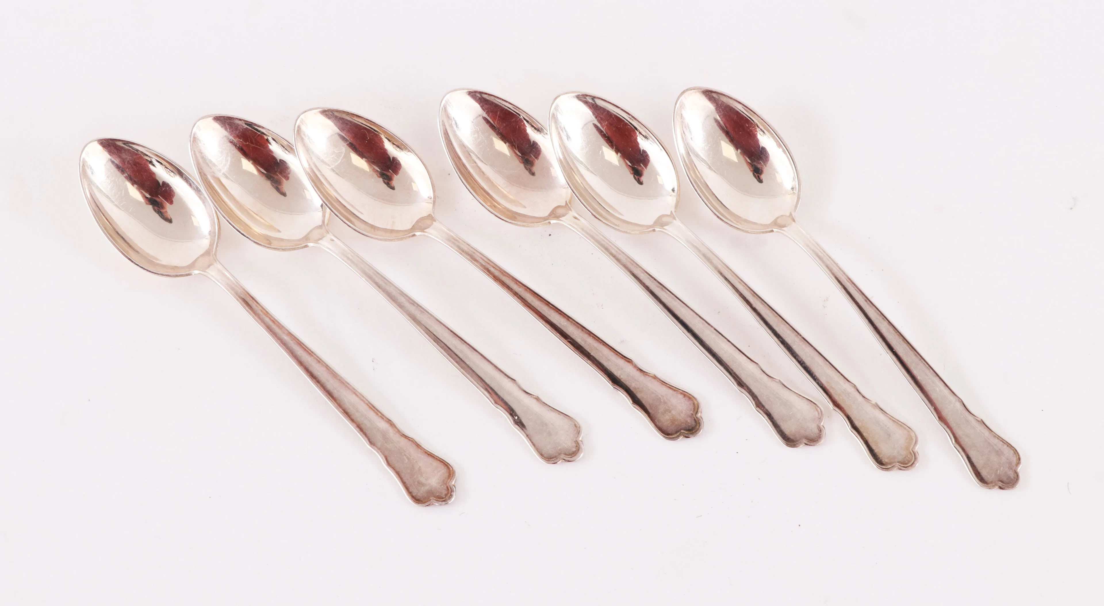 Kaffeskedar 6st, silver, "Chippendale"
