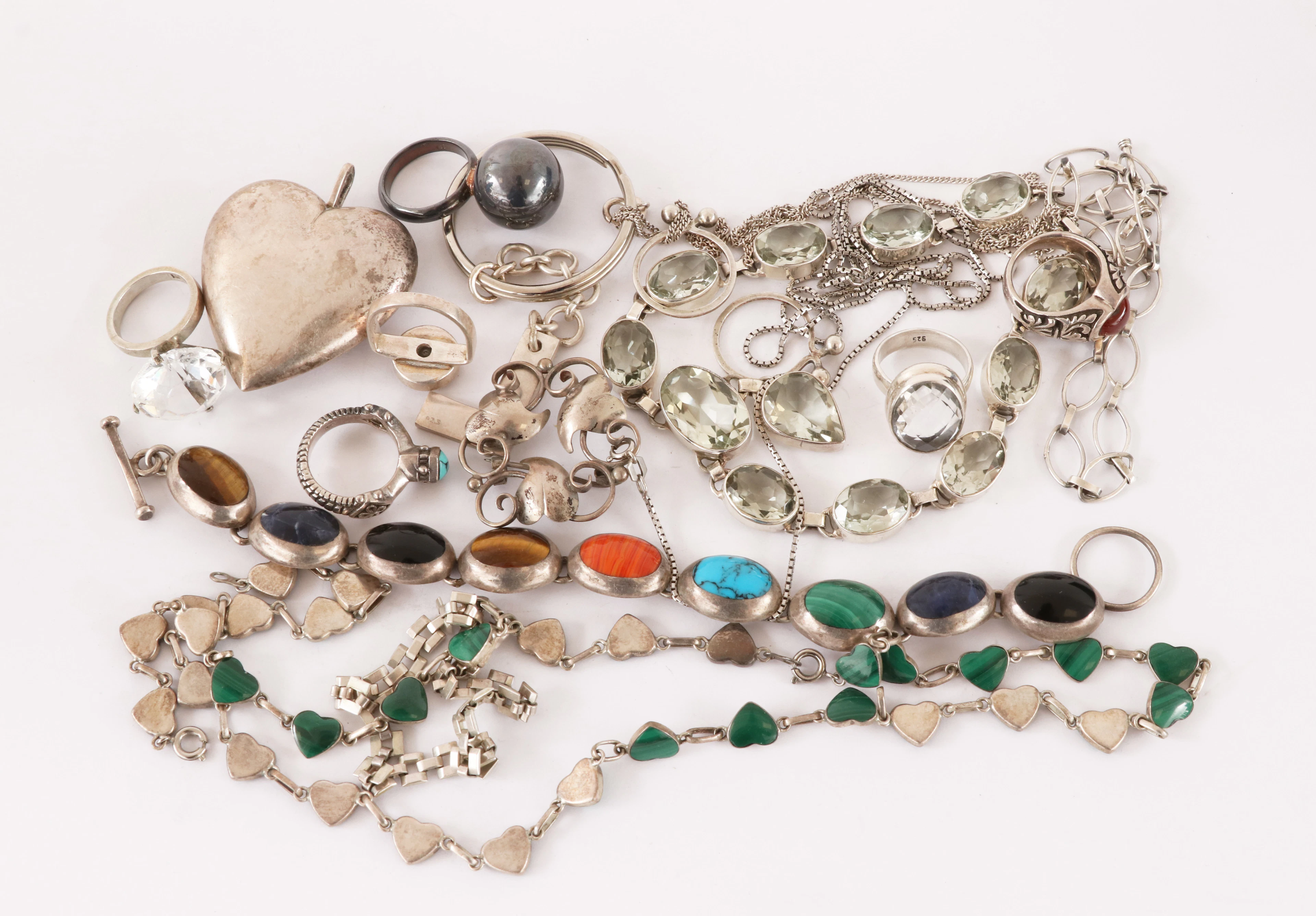 Parti silversmycken, bl.a. sterling