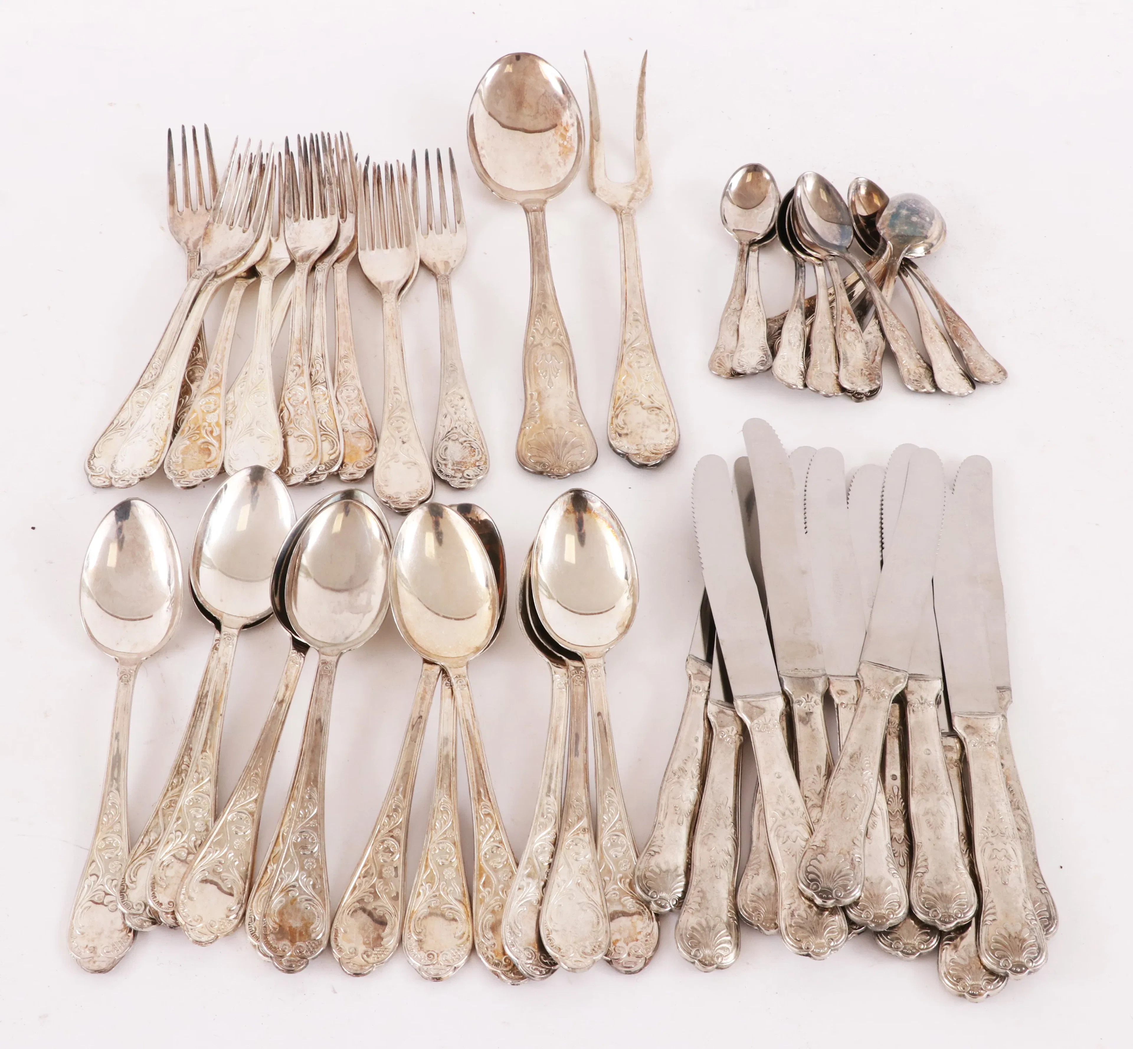Bestickservisdelar, nysilver, Italien
