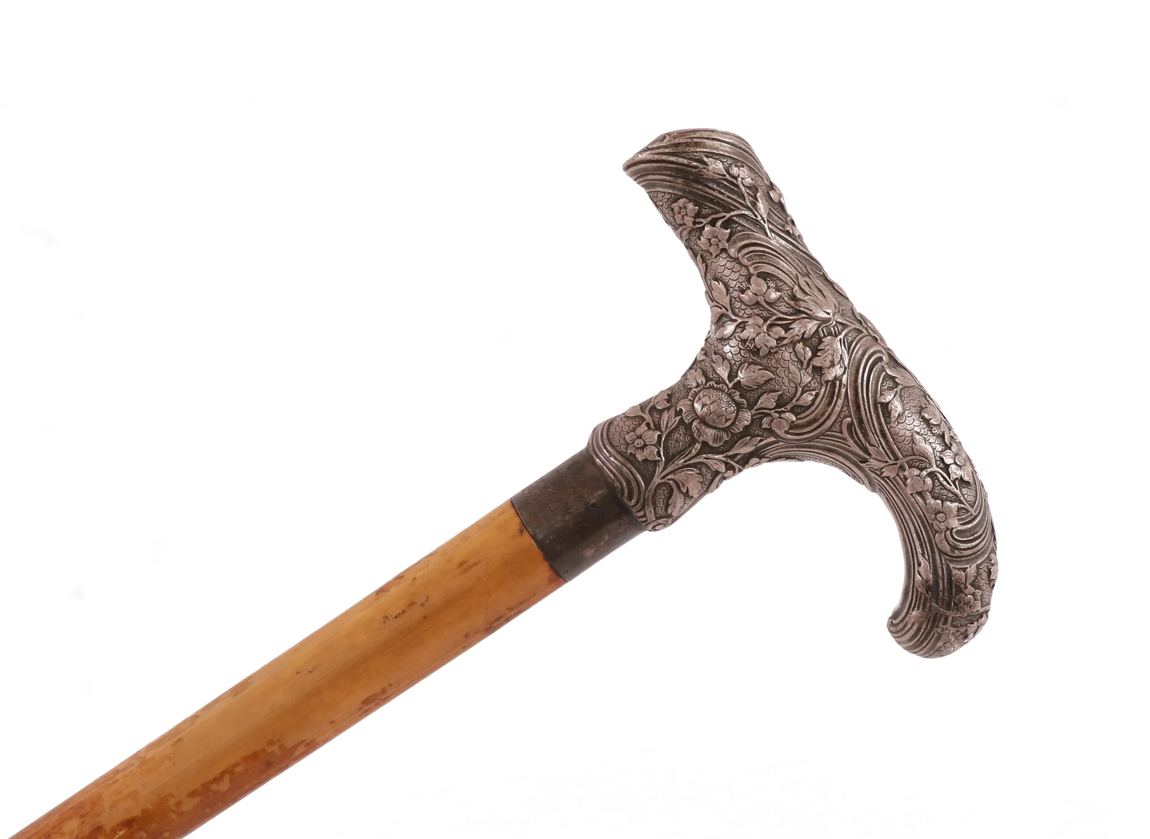 Spatserkäpp med silverhandtag, jugend, K.Andersson, 1915