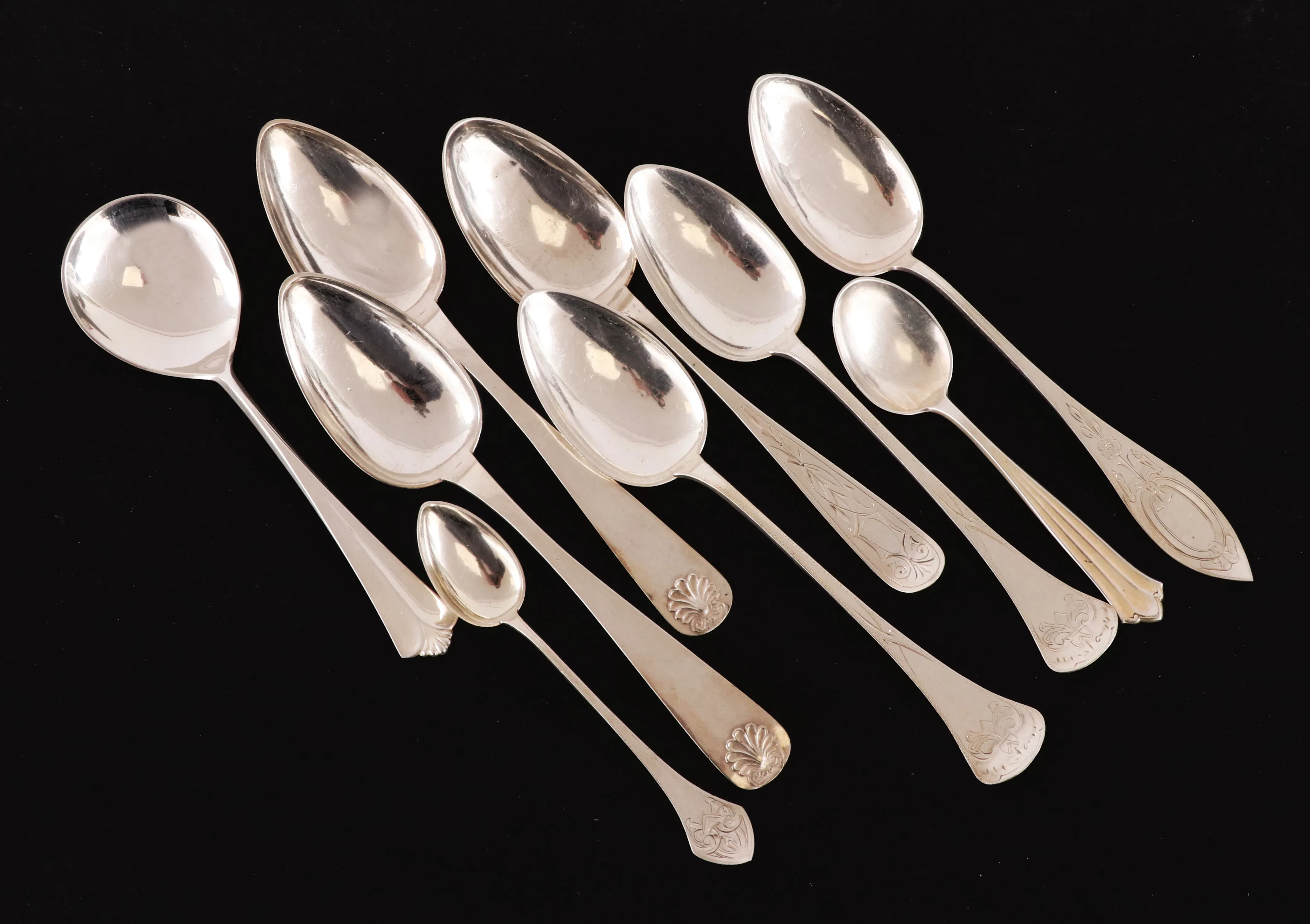 Silver 9 delar, Norge, bl.a. 1800-tal