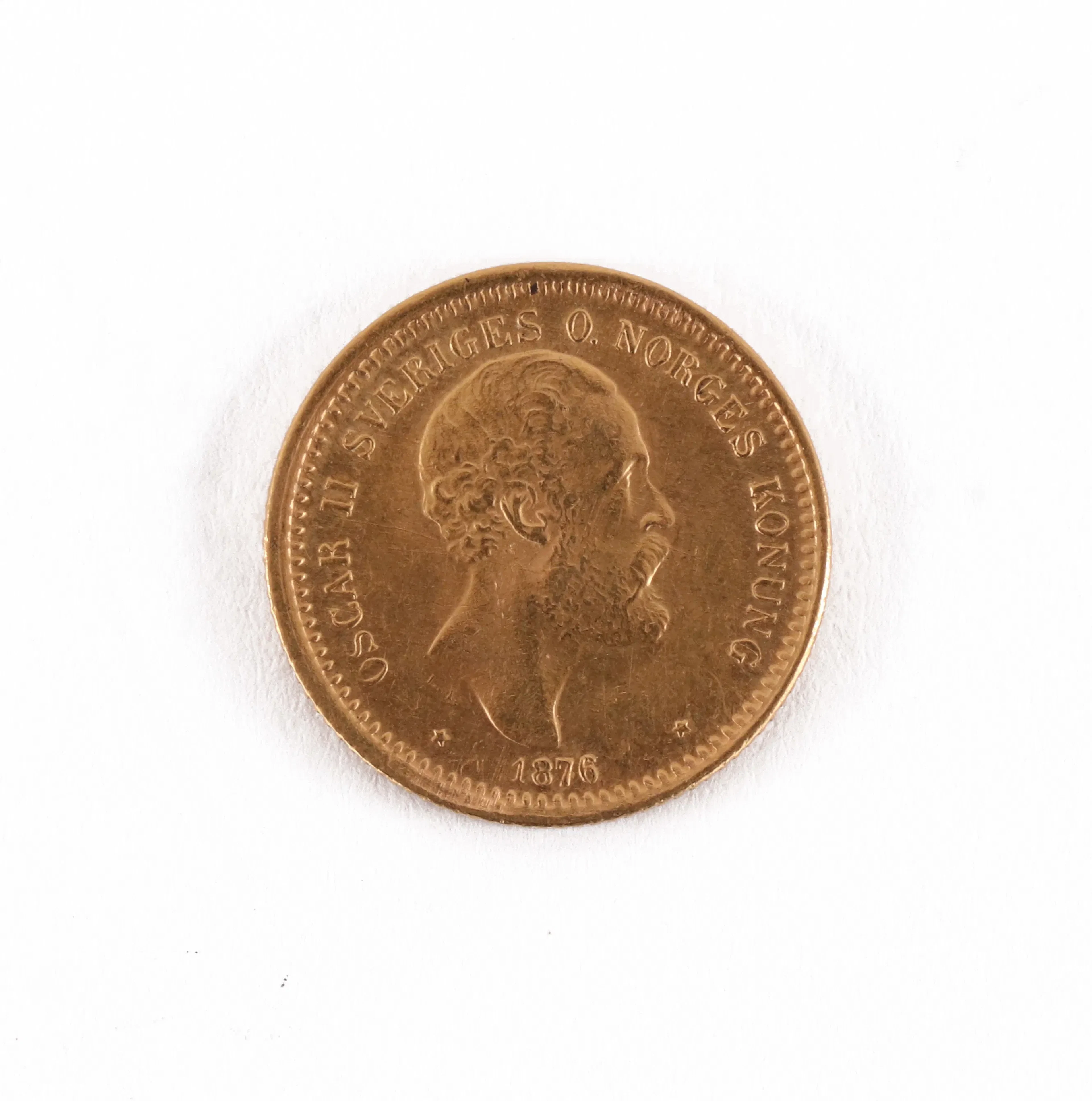 Guldmynt, 10 kronor, Oscar II, 1876