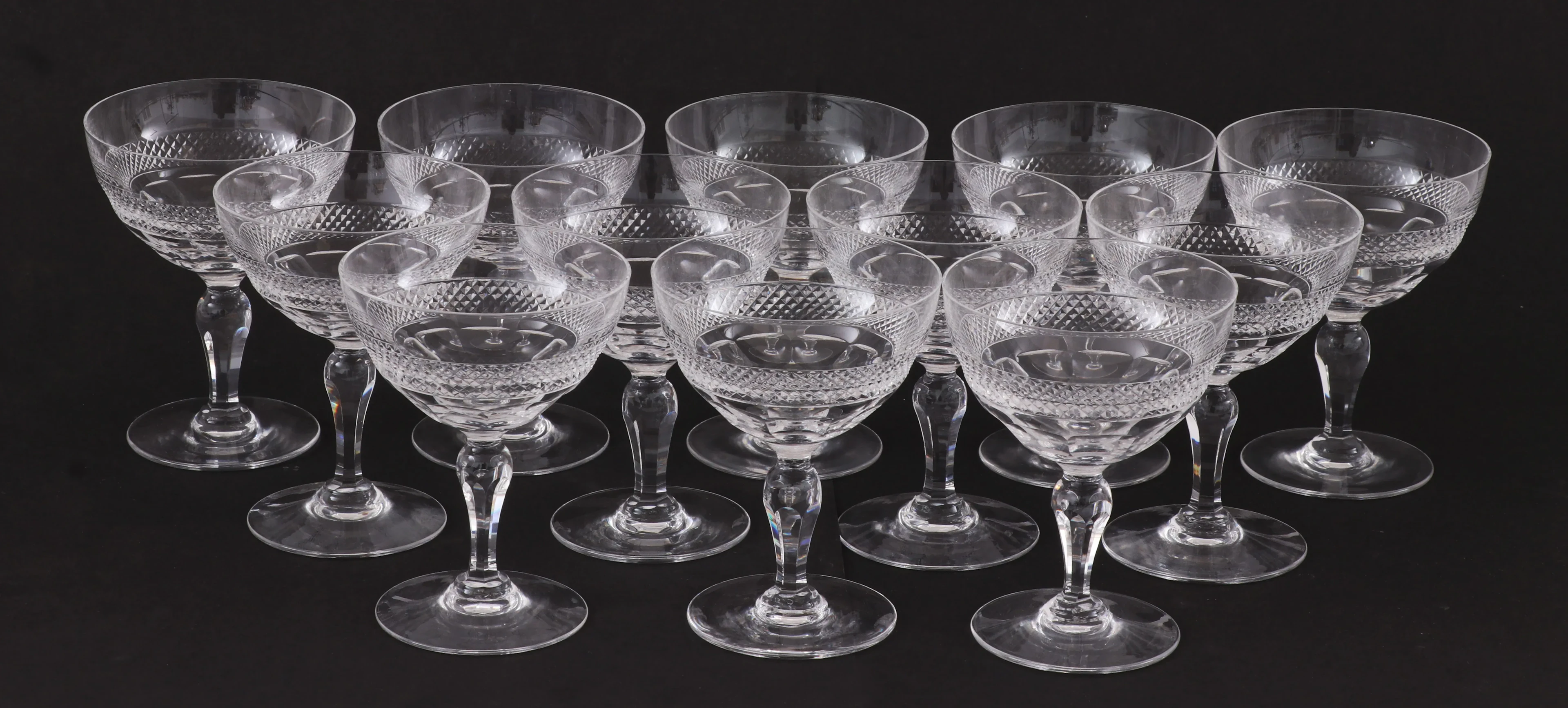 Champagneskålar 12st, "Rio", Edward Hald för Orrefors
