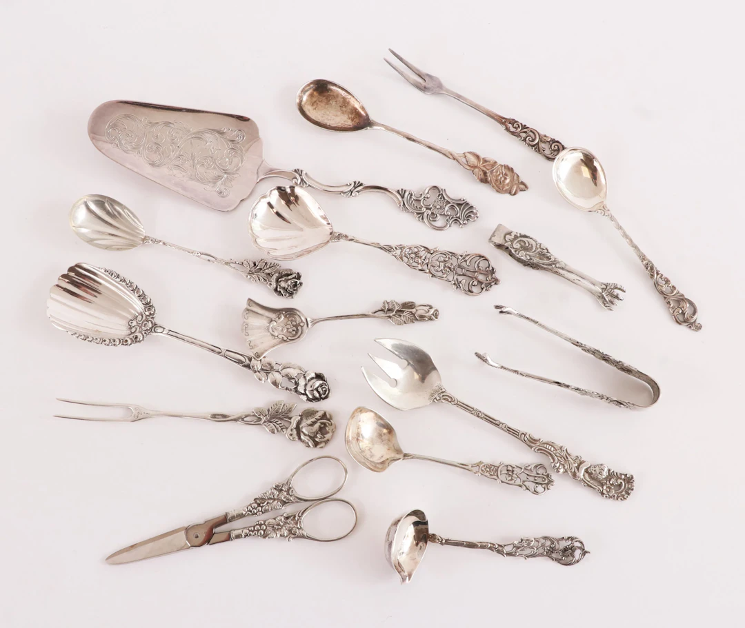 Serveringsbestick i silver 15 delar