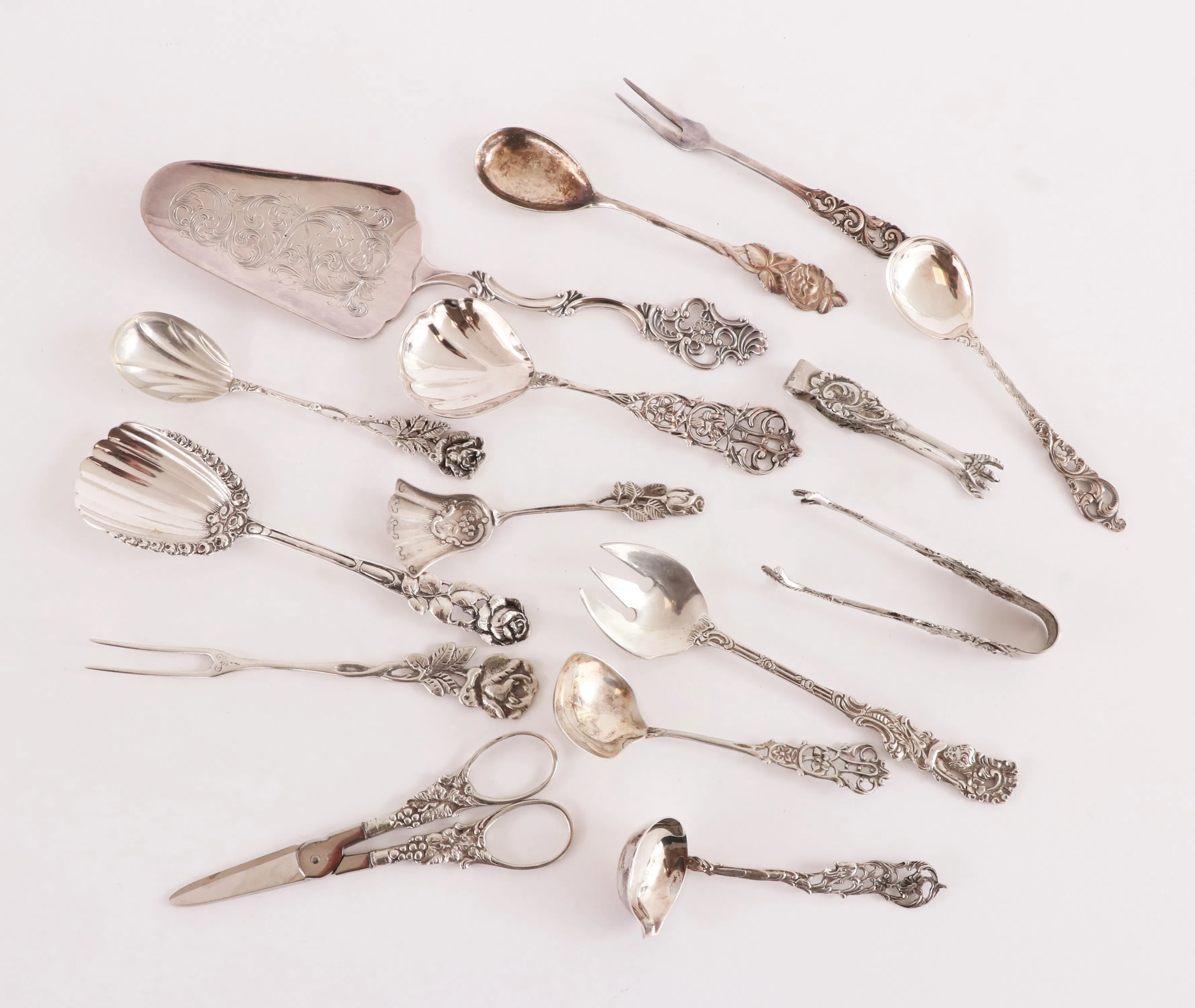 Serveringsbestick i silver 15 delar