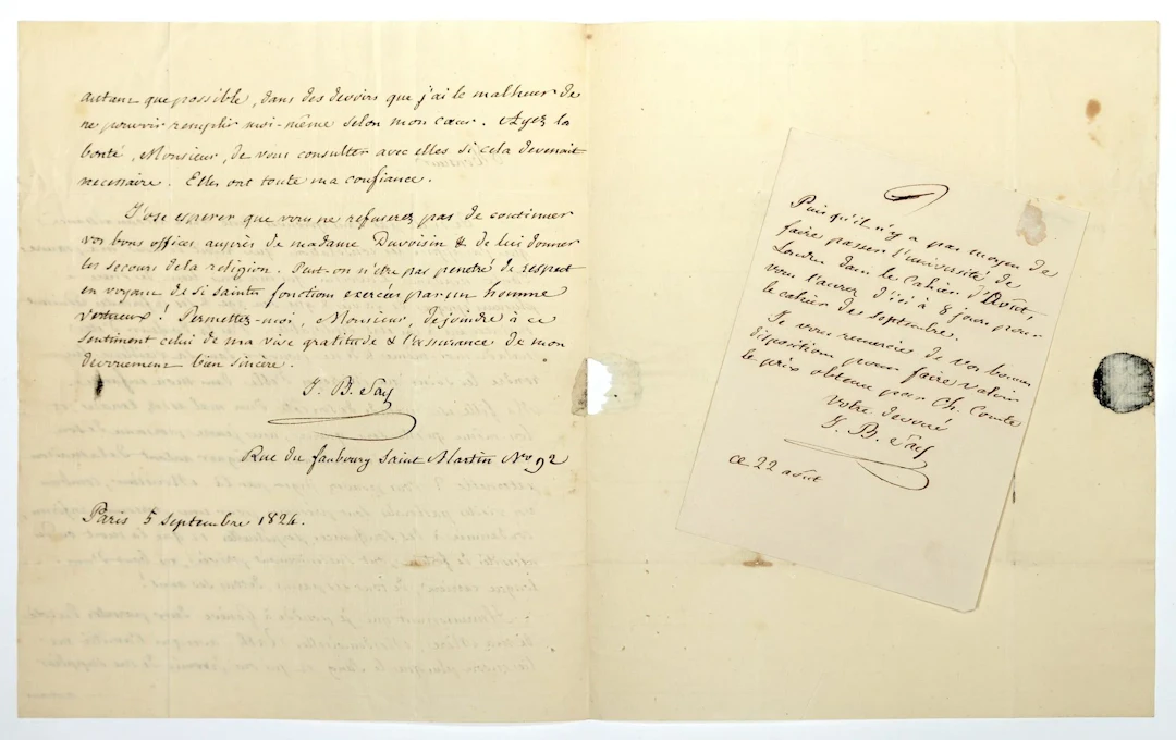 Jean Baptiste SAY (Lyon (69) 1767–1832) Economist, Public Sp - Lot 461