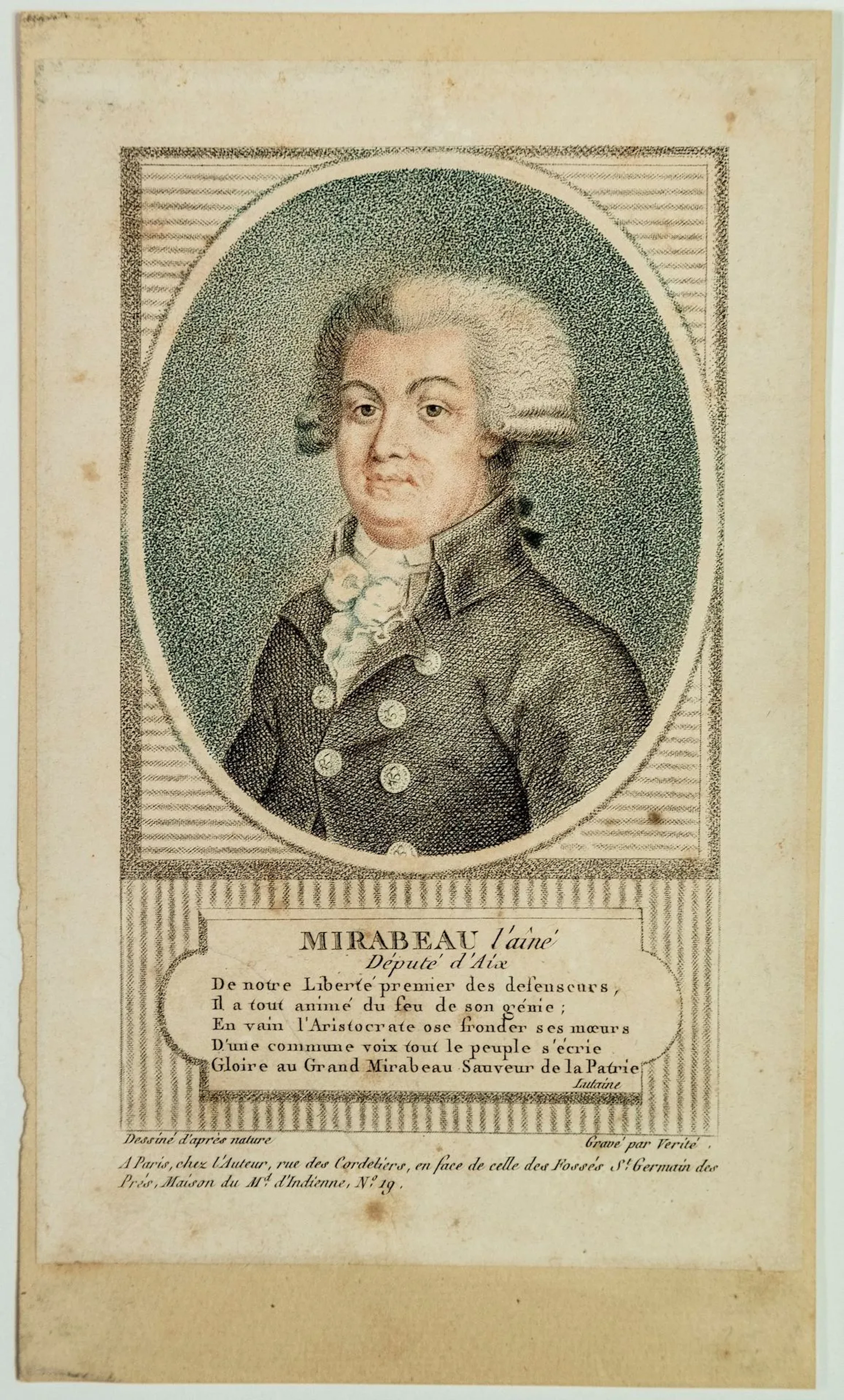 MIRABEAU L'Ainé, Député d'AIX (13), Président de l'Assemblée - Lot 168