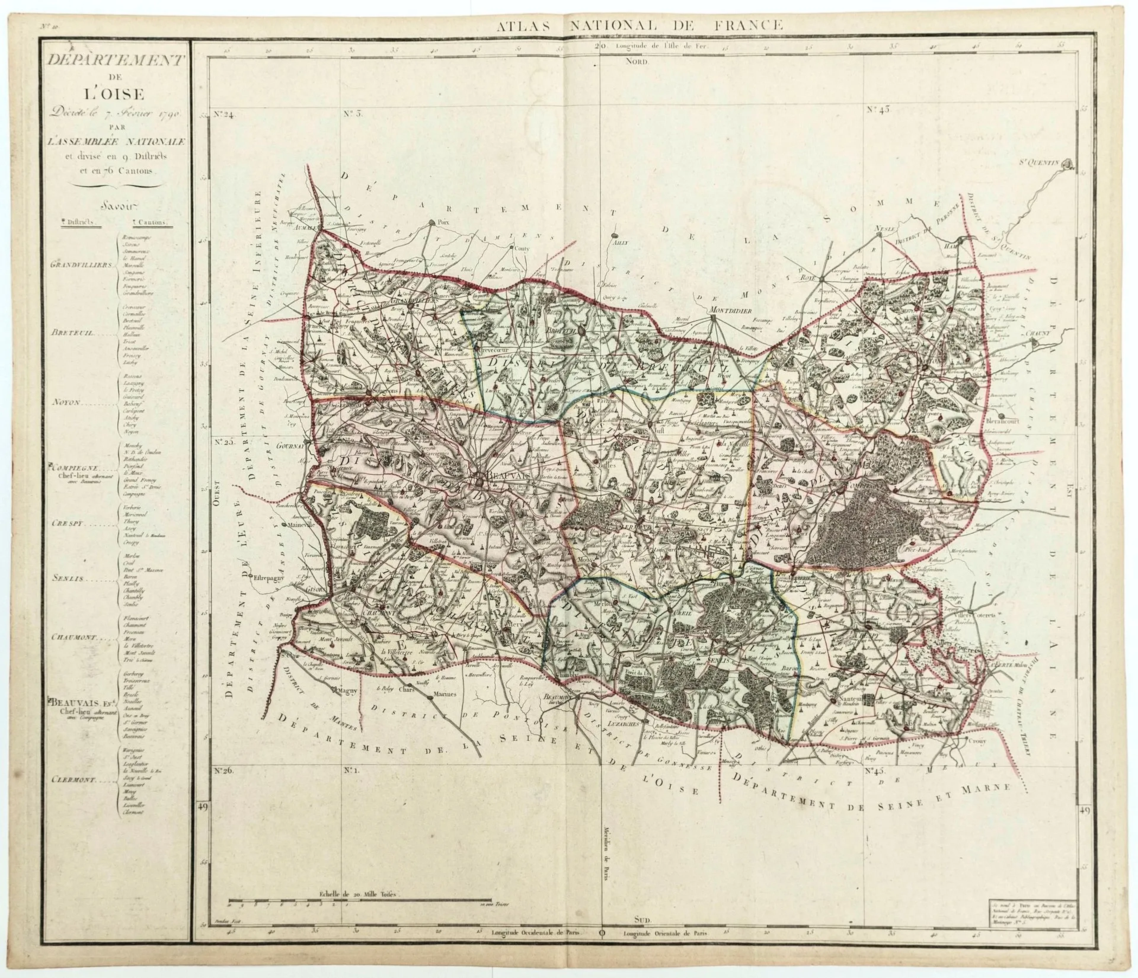 OISE. XVIIIth MAP: "Département de l'OISE, decreed on Februa - Lot 441