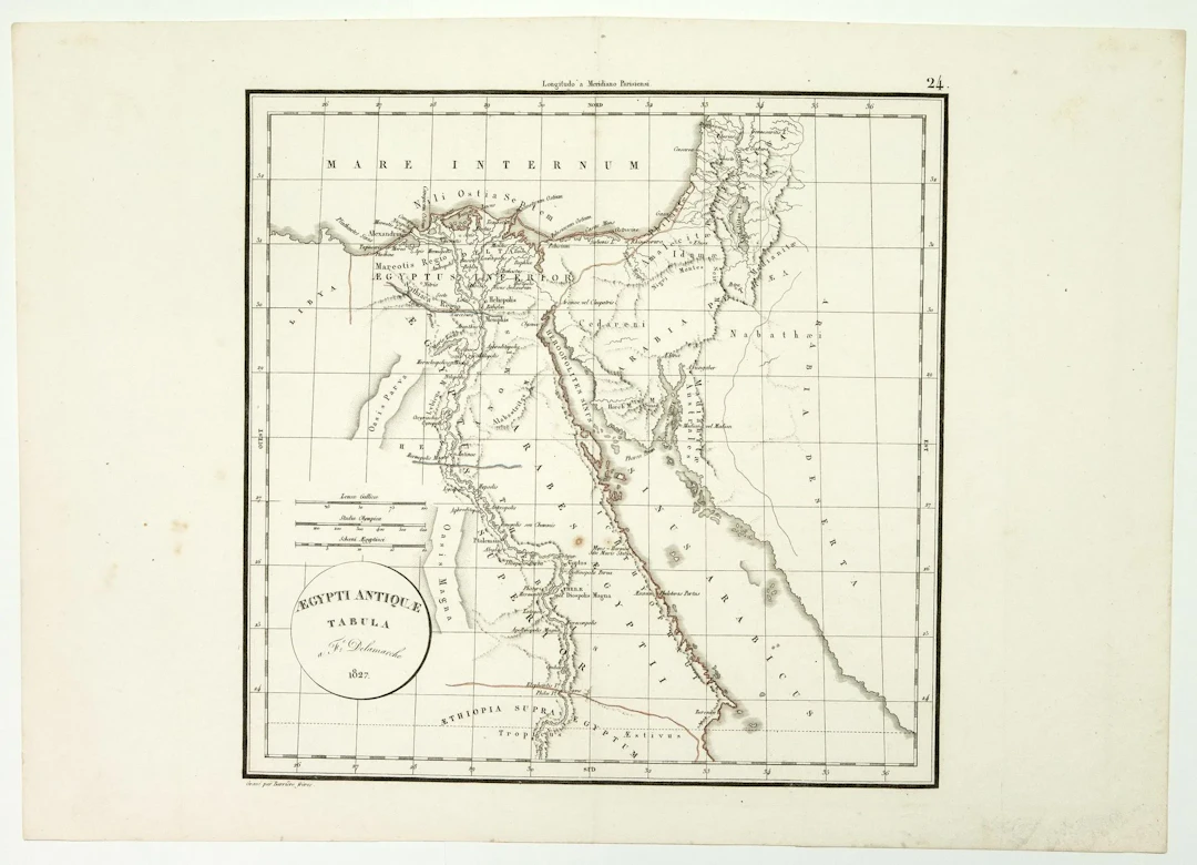 EGYPT. 2 Engraved documents: Small Map of 1827. "EGYPTI ANTI - Lot 478