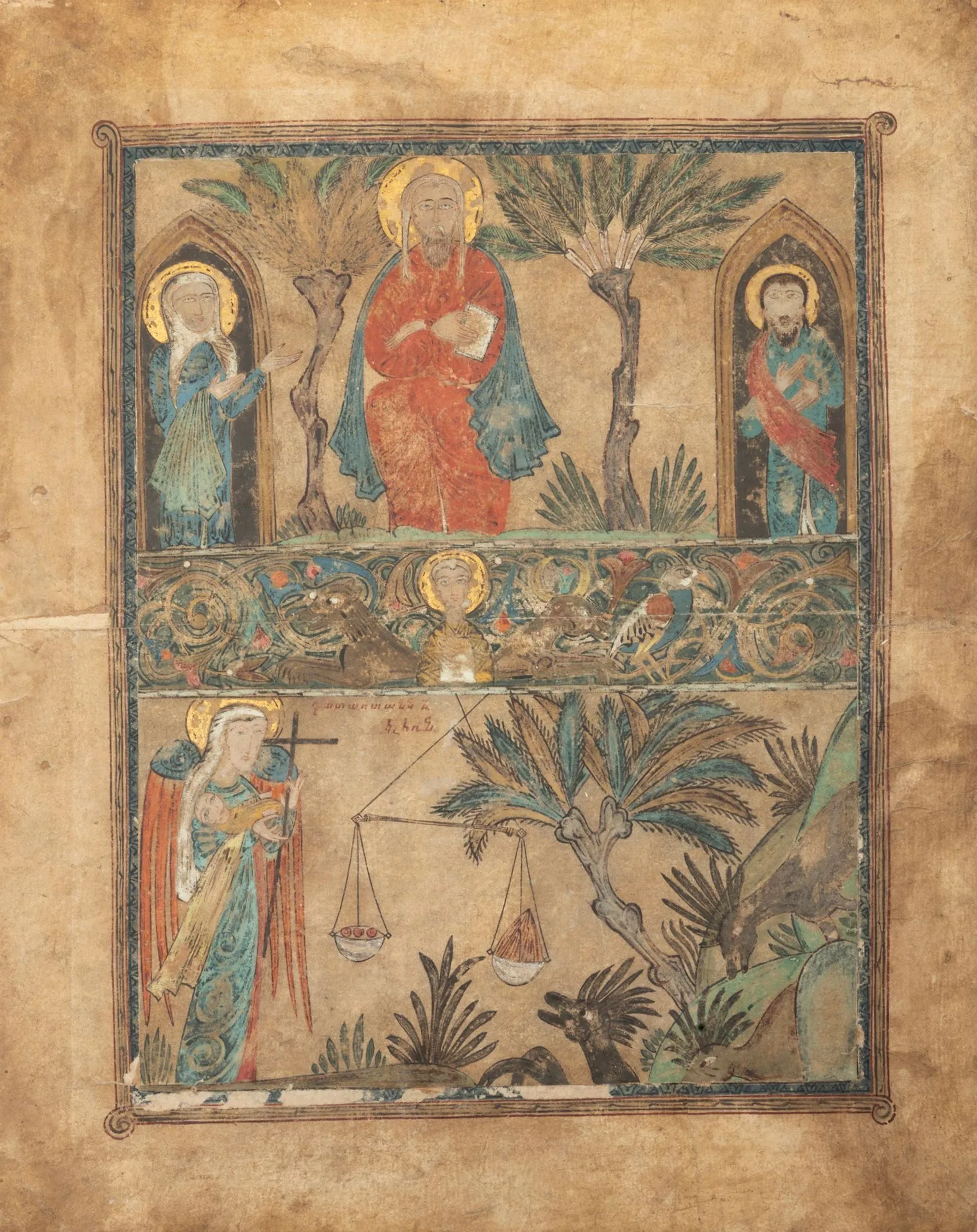 Two illuminated leaves with Armenian inscriptions, 13th cent - Lot 162