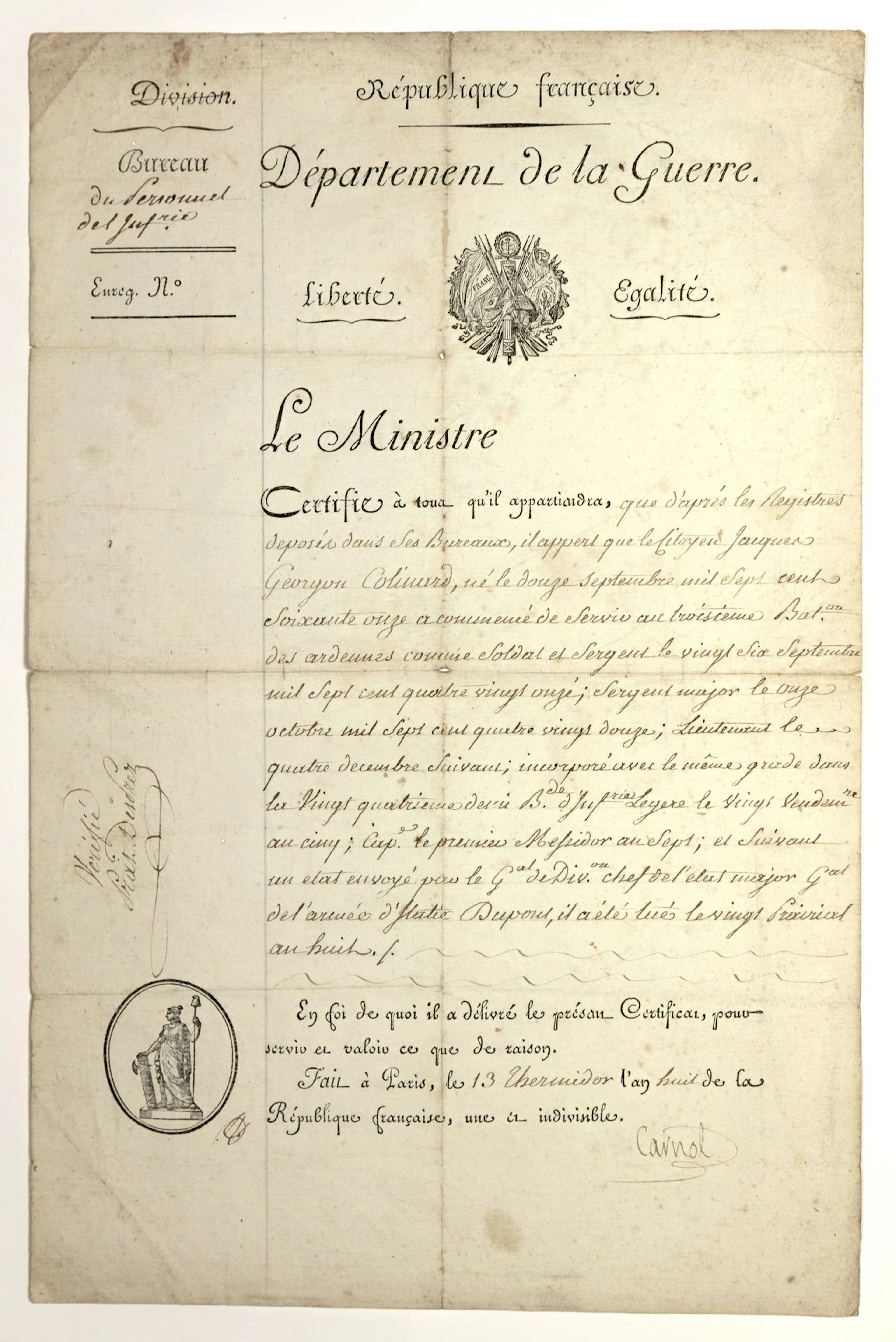 CARNOT (Lazare-Nicolas-Marguerite) Nolay 1753–1823 – Member - Lot 303