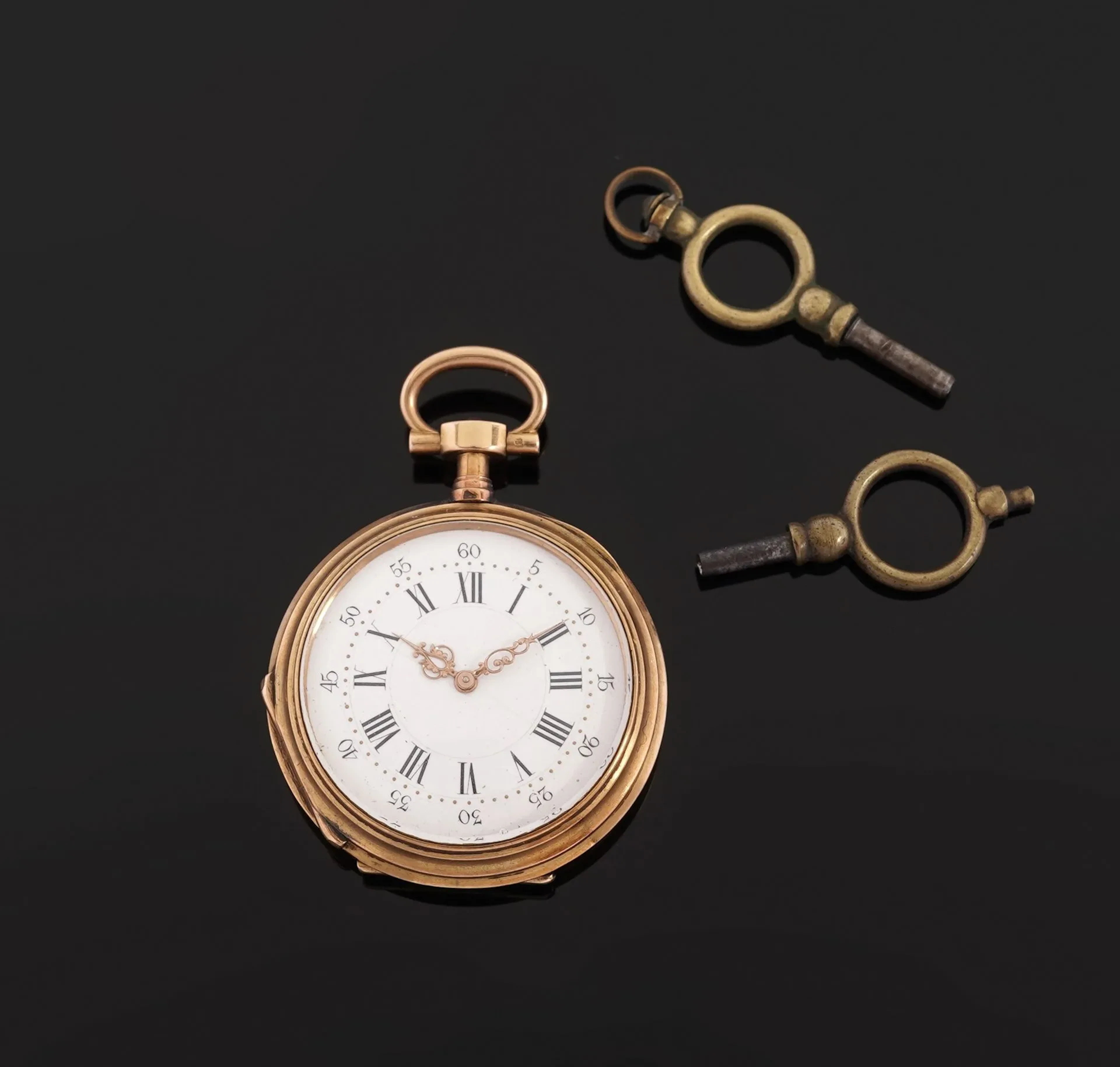 Yellow gold and enamel pocket watch. - Lot 359
