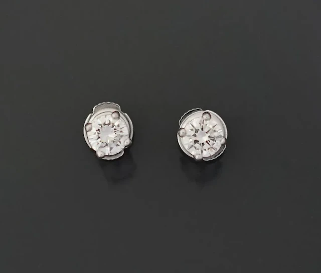 A pair of 18K 750 white gold stud earrings, rhodium-plated, - Lot 259