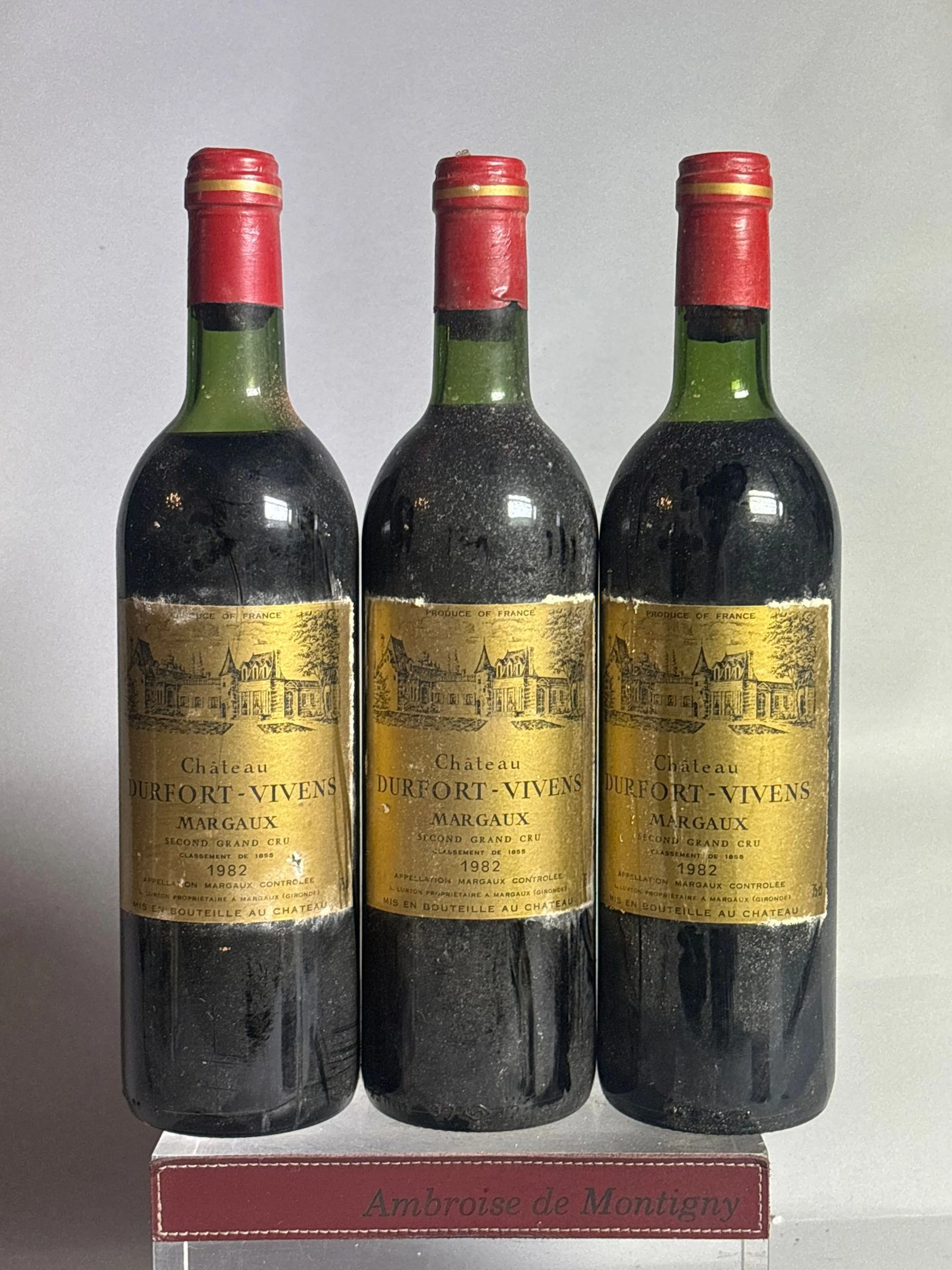 3 Bottles Château DUFORT VIVENS 1982 - 2nd GCC Margaux Lab - Lot 56