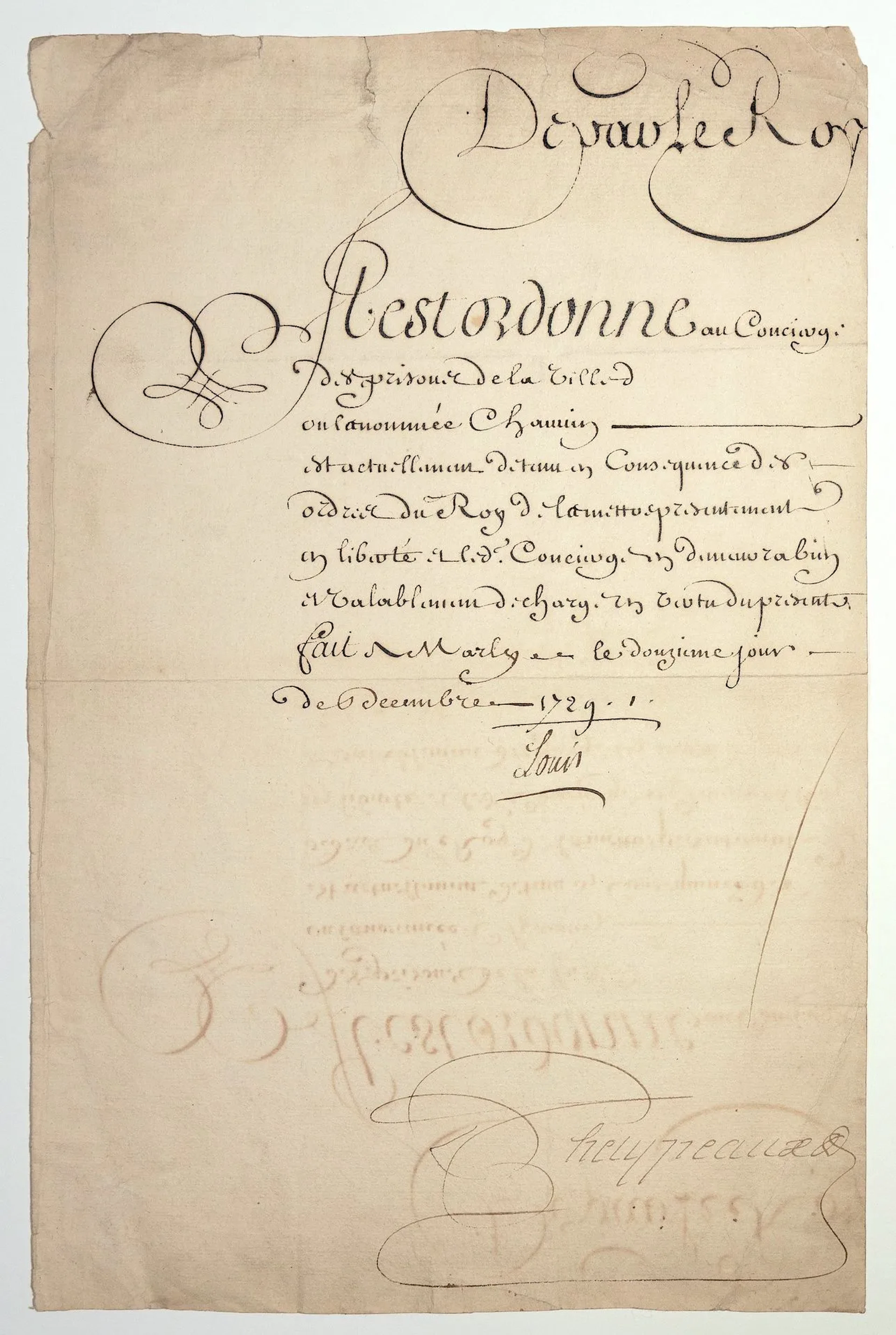 PRISON. MARLY, YVELINES. Lettre Royale de Remise en liberté - Lot 101