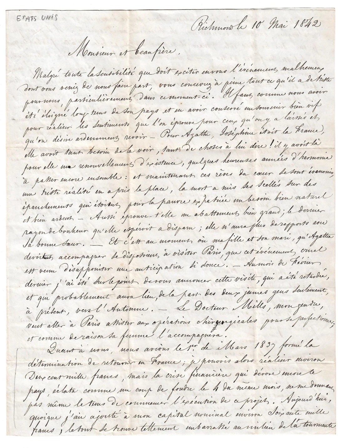 UNITED STATES. Letter from the city of RICHMOND dated May 10 - Lot 526