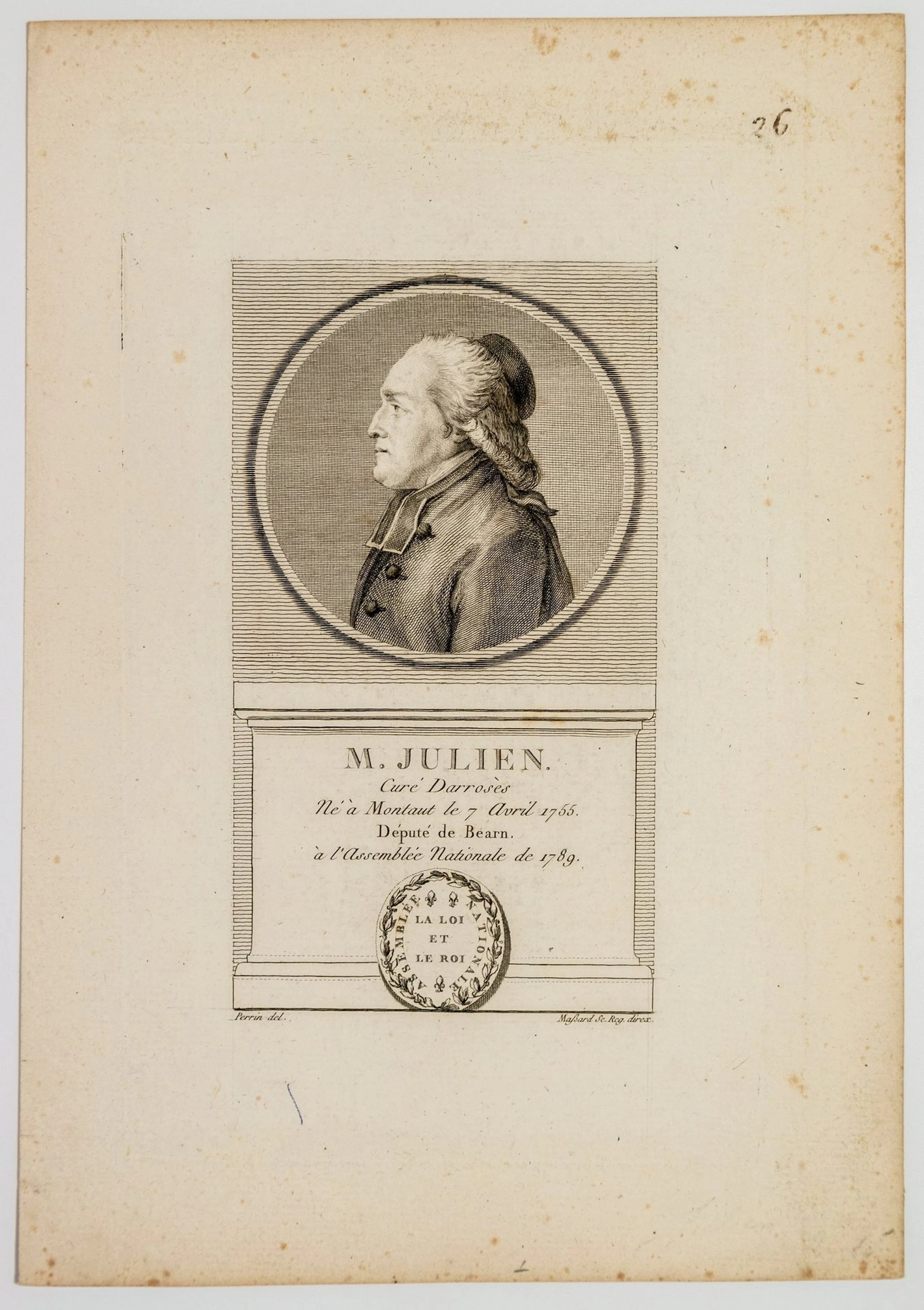 Mr JULIEN, Curé Darrosès, Député de BÉARN à l'Assemblée de 1 - Lot 163