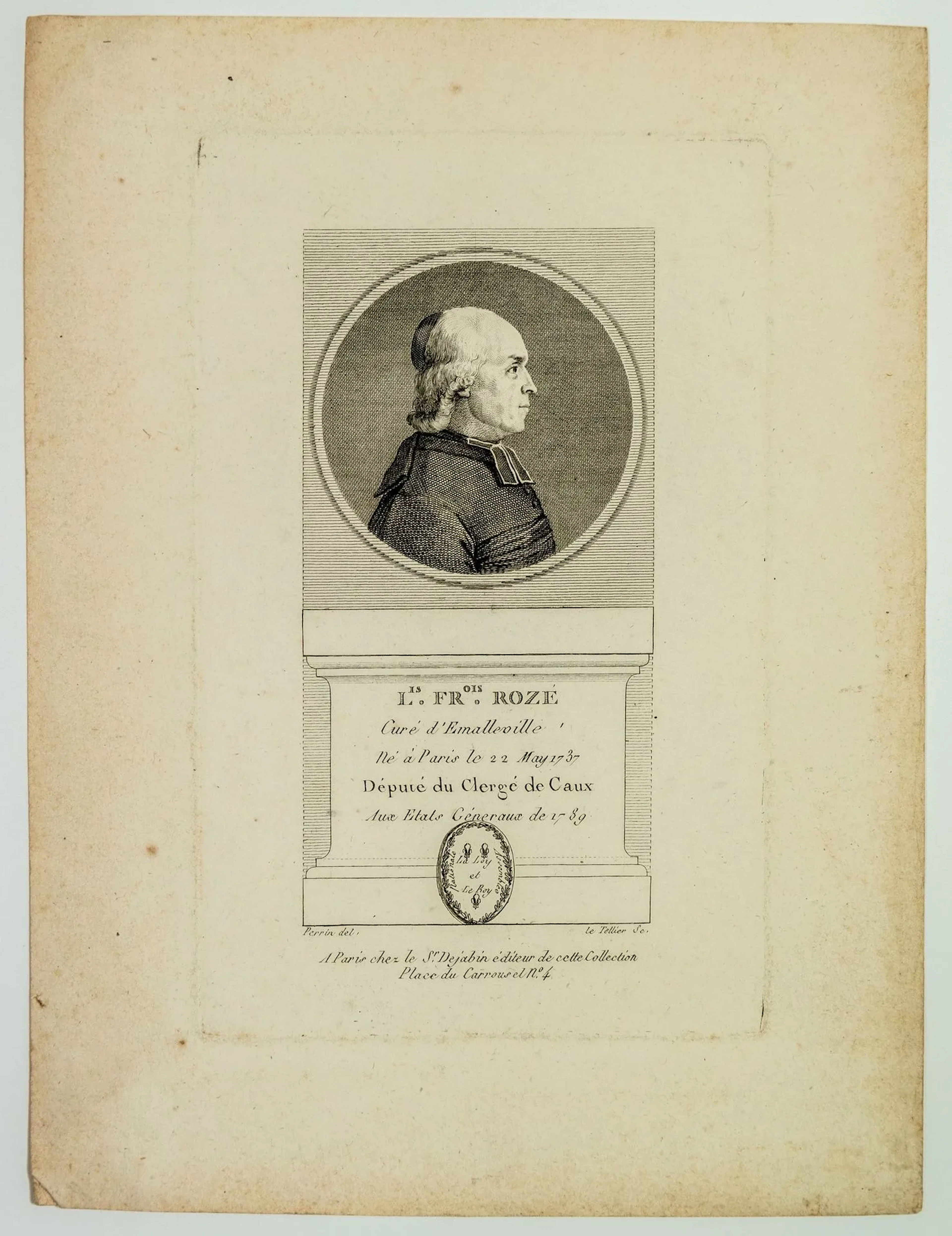 Louis François ROZÉ Curé de MALLEVILLE (Eure), Député du Cle - Lot 179