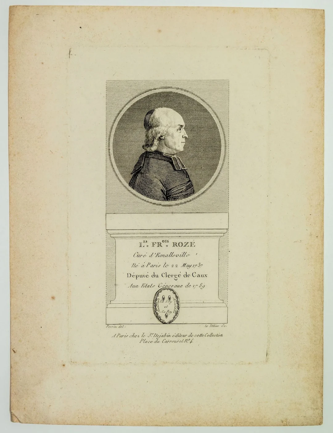 Louis François ROZÉ Curé de MALLEVILLE (Eure), Député du Cle - Lot 179