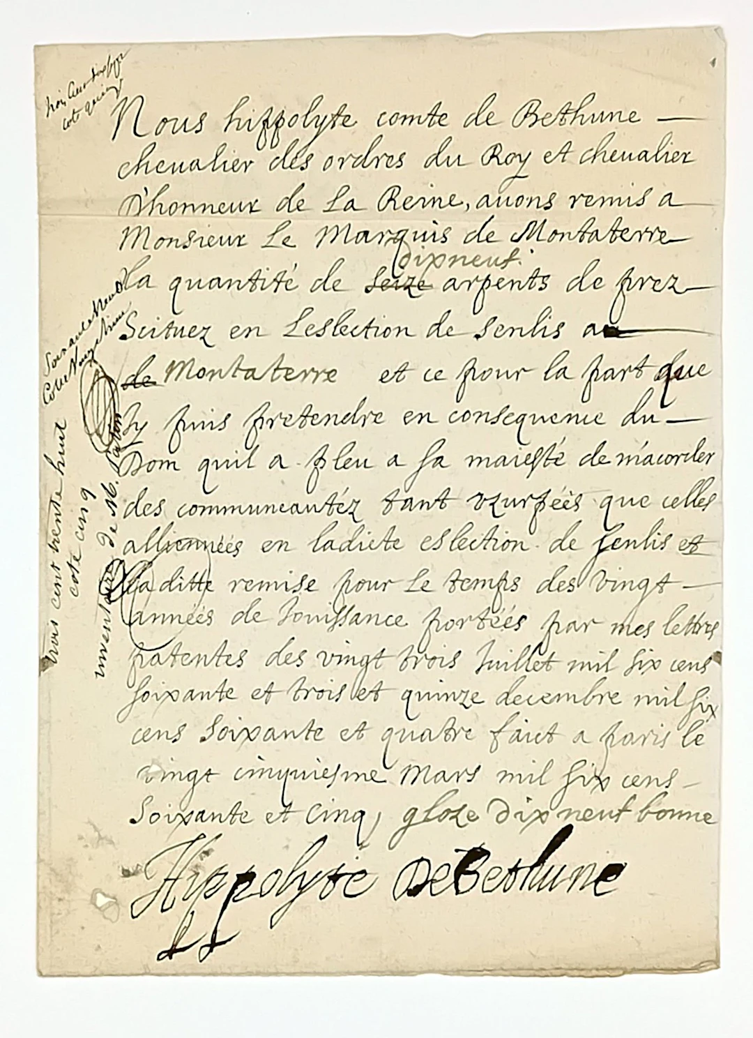 Hippolyte de BÉTHUNE, Count of Selles, Marquis of Chabris, k - Lot 23