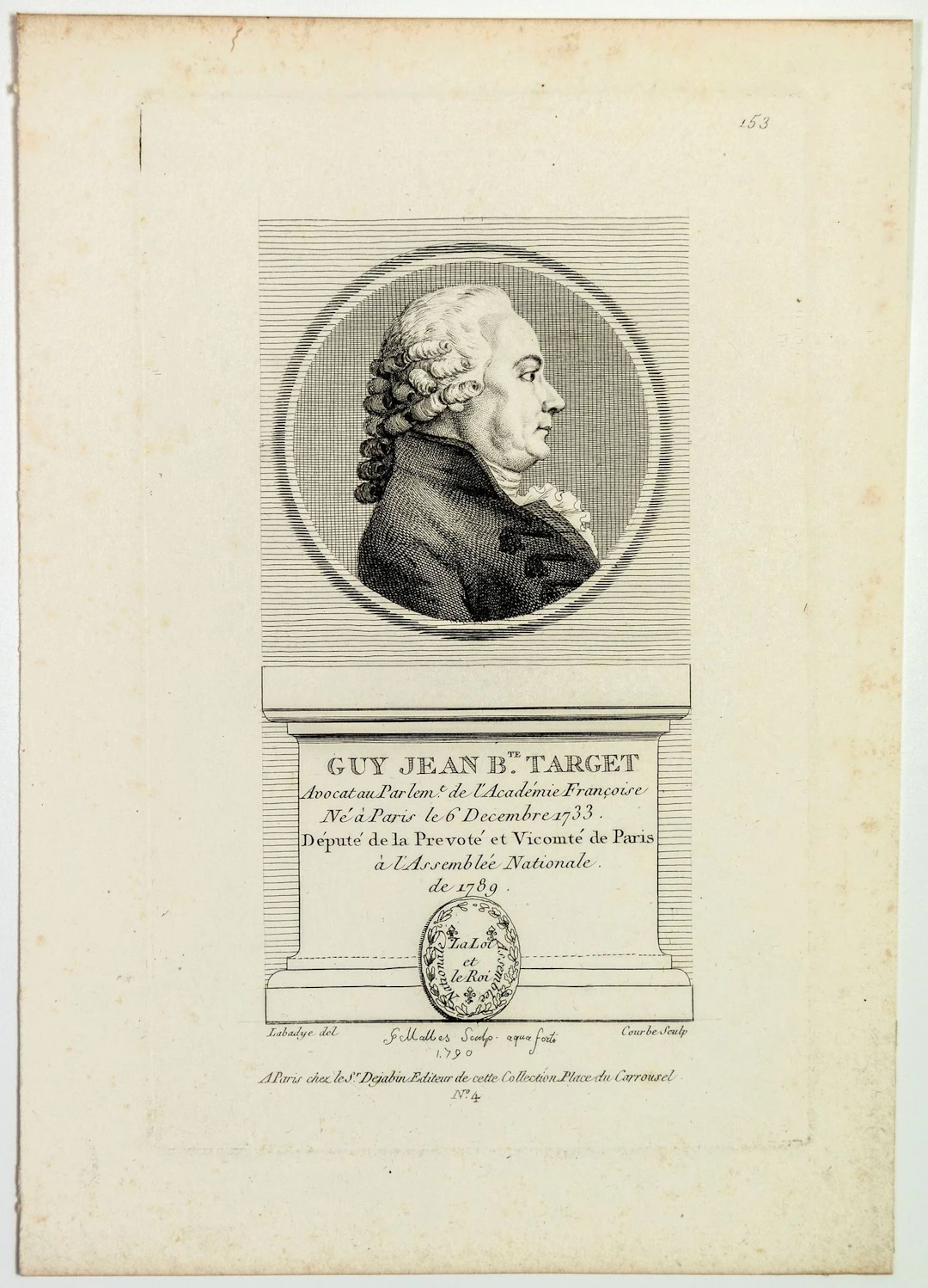 Guy Jean Baptiste TARGET, Lawyer, Deputy of the Provost and - Lot 182
