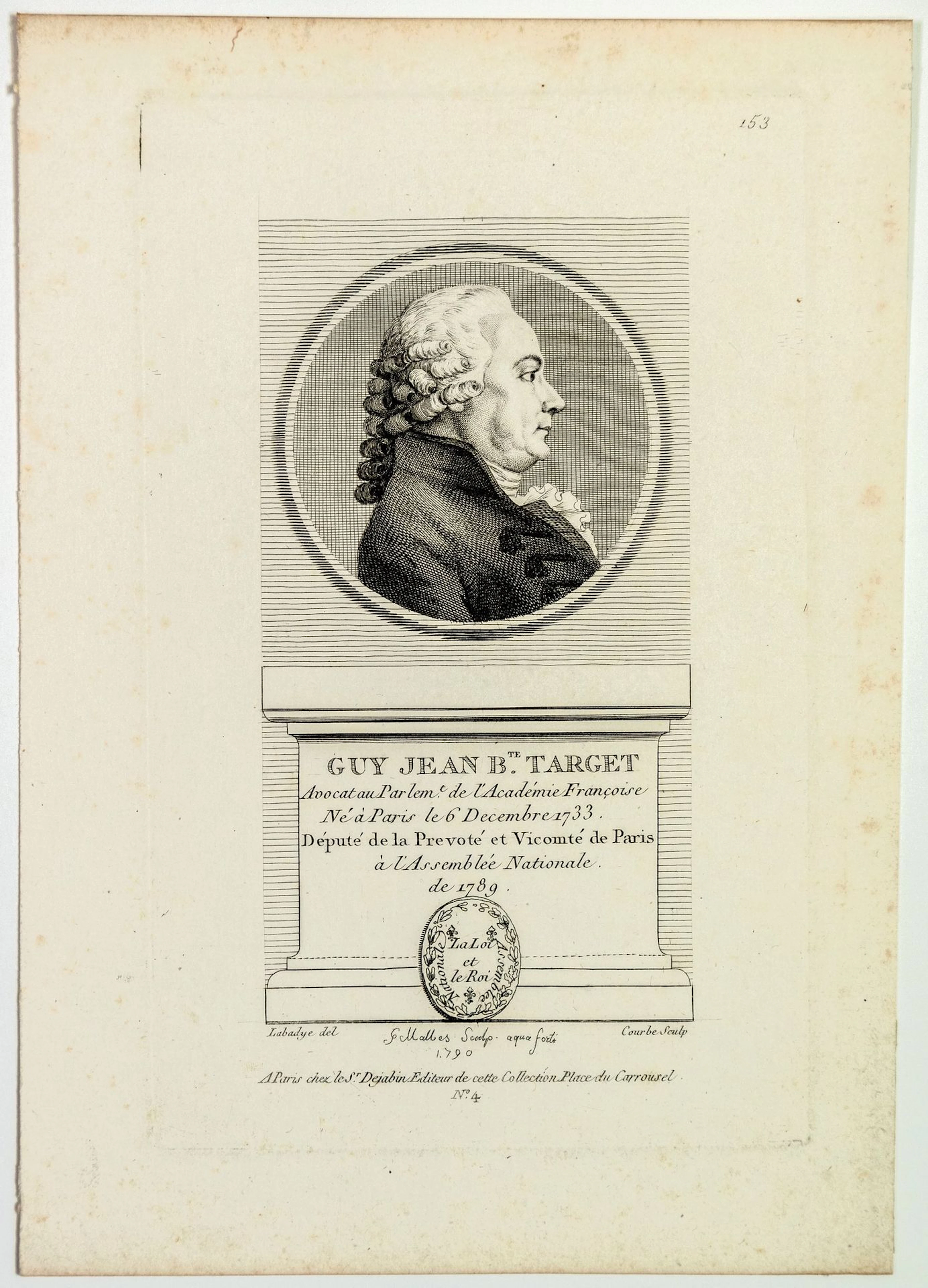 Guy Jean Baptiste TARGET, Lawyer, Deputy of the Provost and - Lot 182