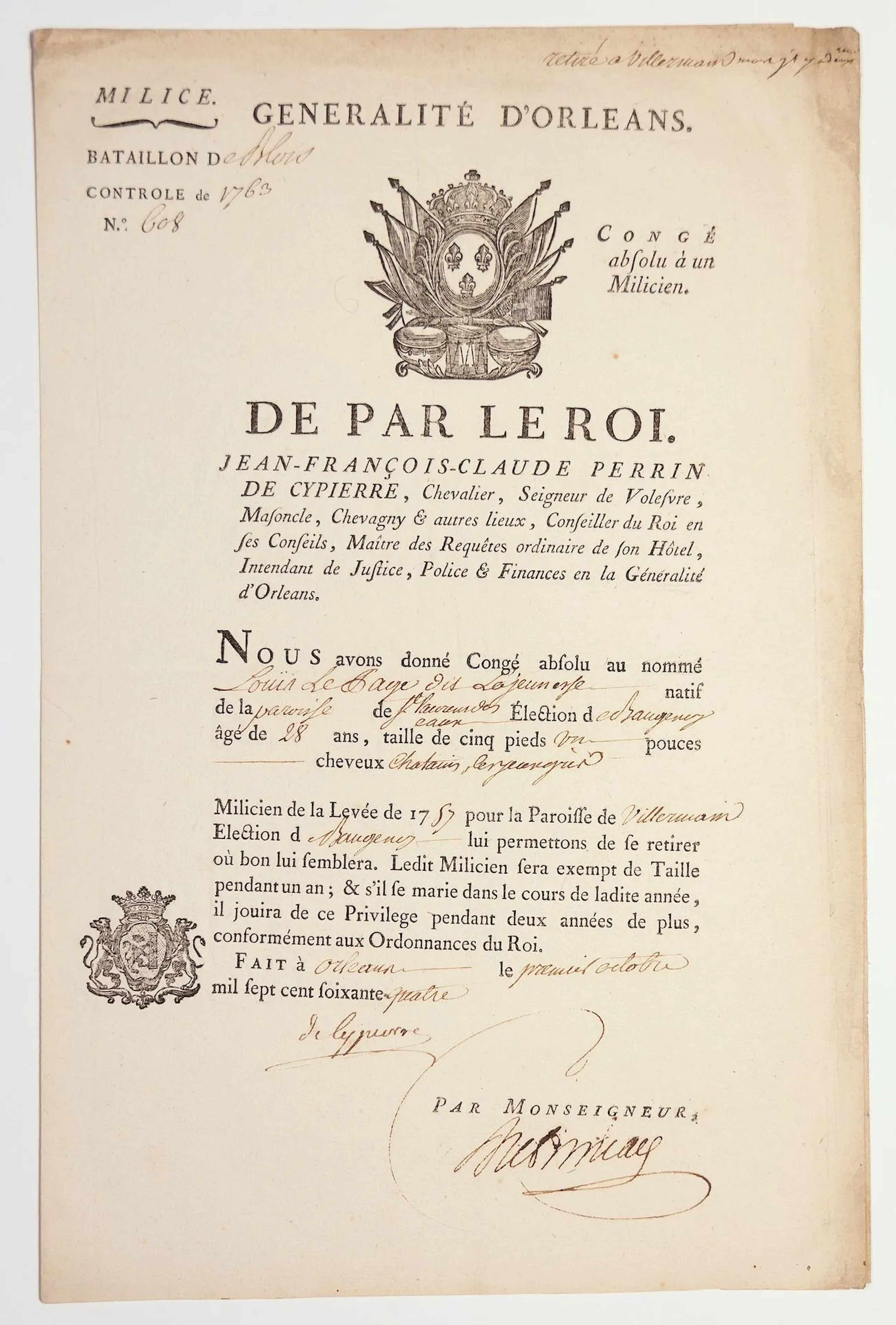 ORLÉANS MILITARY DISTRICT. “BLOIS BATTALION ”—Permanent disc - Lot 238