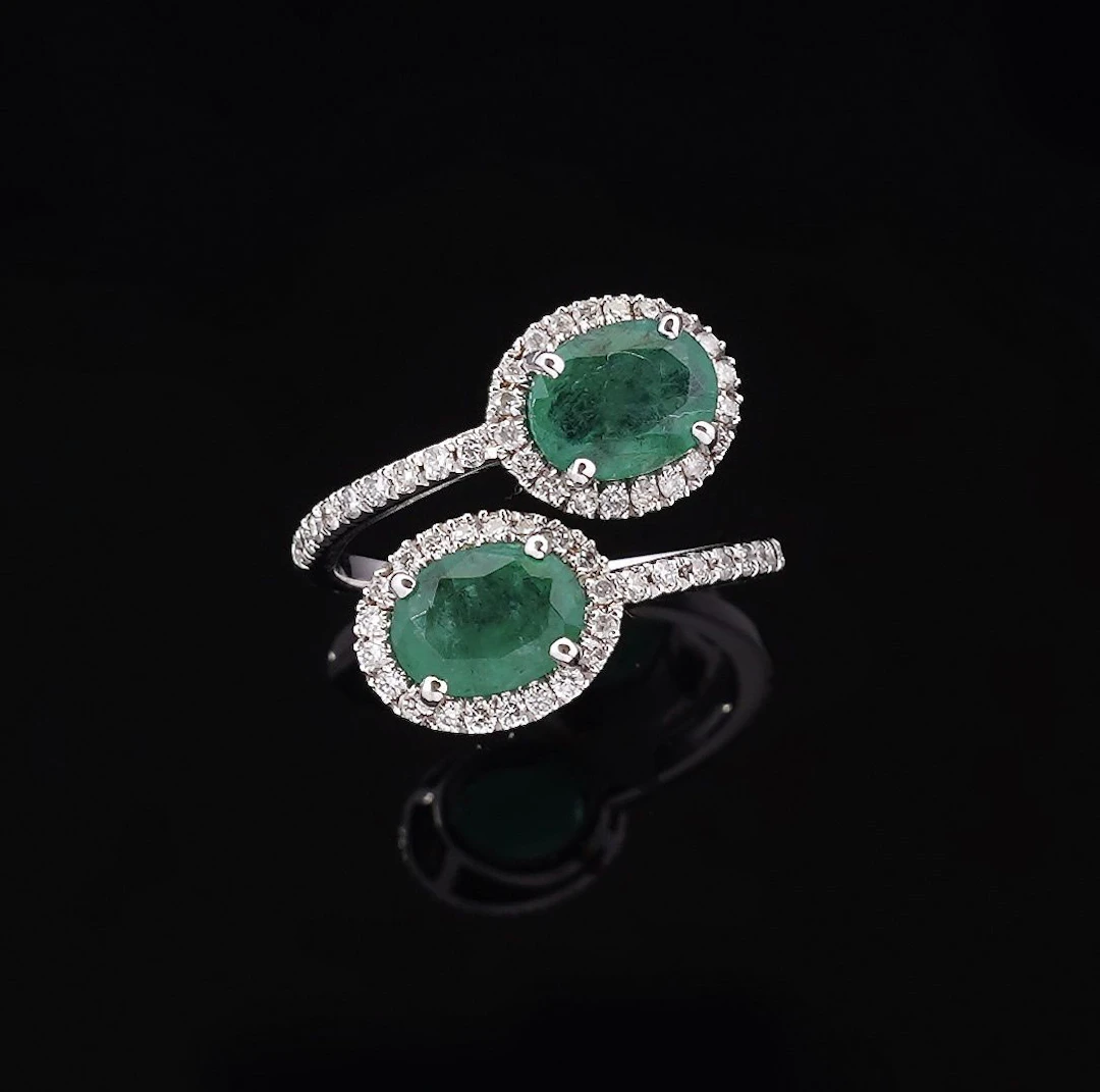 "Vous et Moi" ring in 18K white gold (750 parts per thousand - Lot 337
