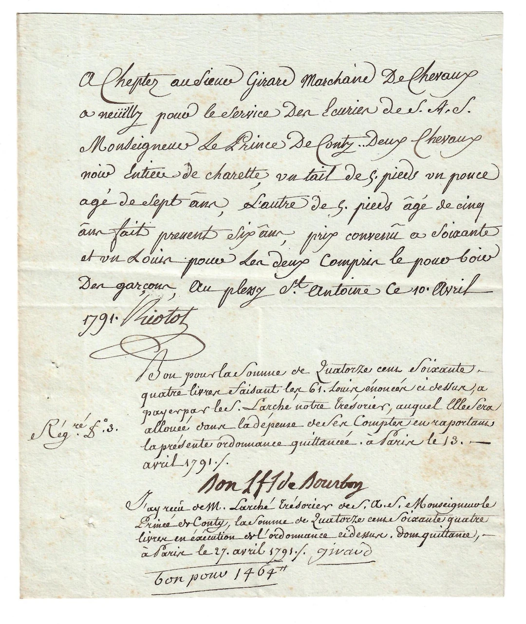 Prince de CONTI (Louis-François-Joseph de BOURBON) 1734–1814 - Lot 197