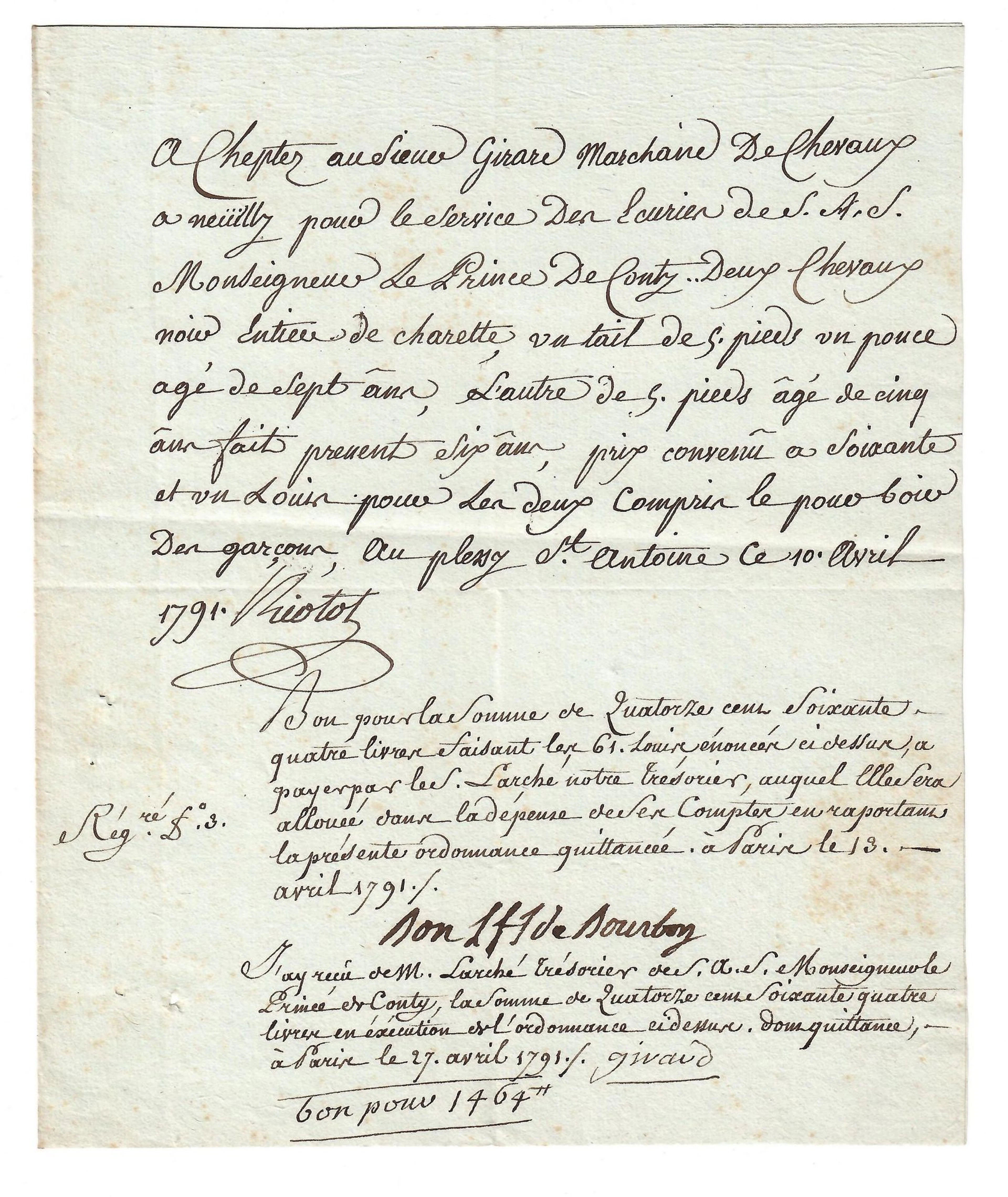 Prince de CONTI (Louis-François-Joseph de BOURBON) 1734–1814 - Lot 197