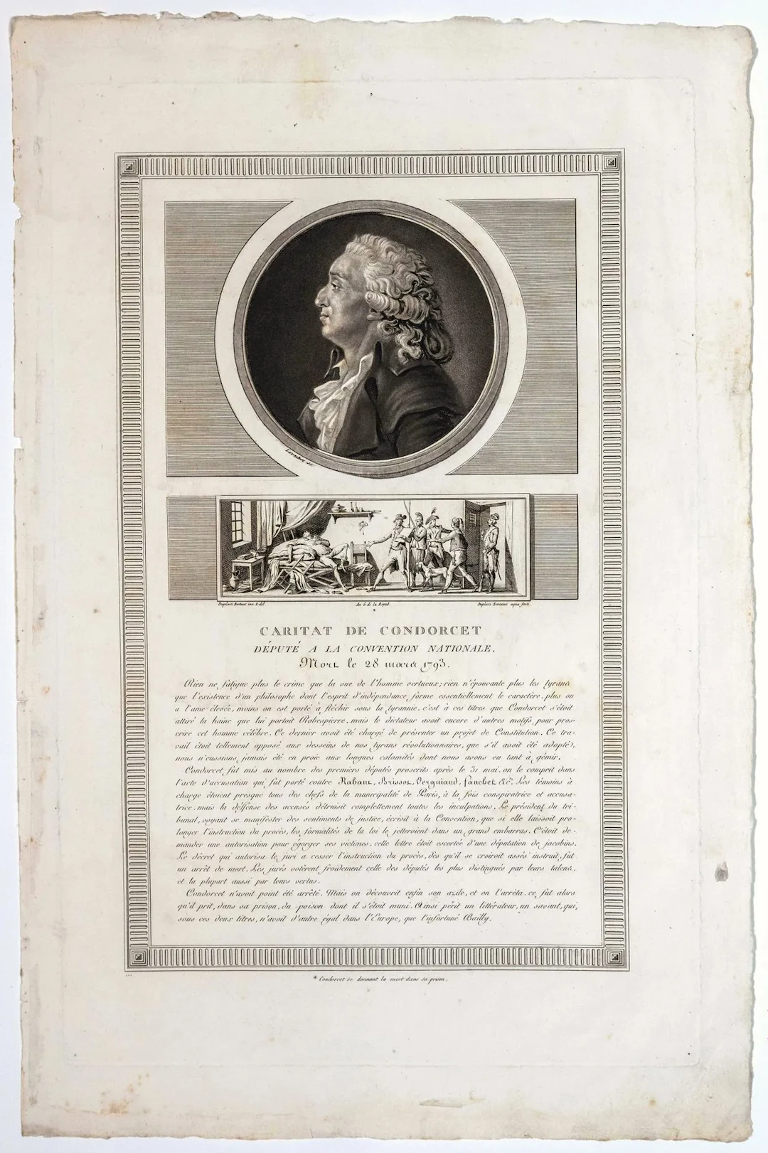 CARITAT DE CONDORCET, Member of the National Convention, die - Lot 261